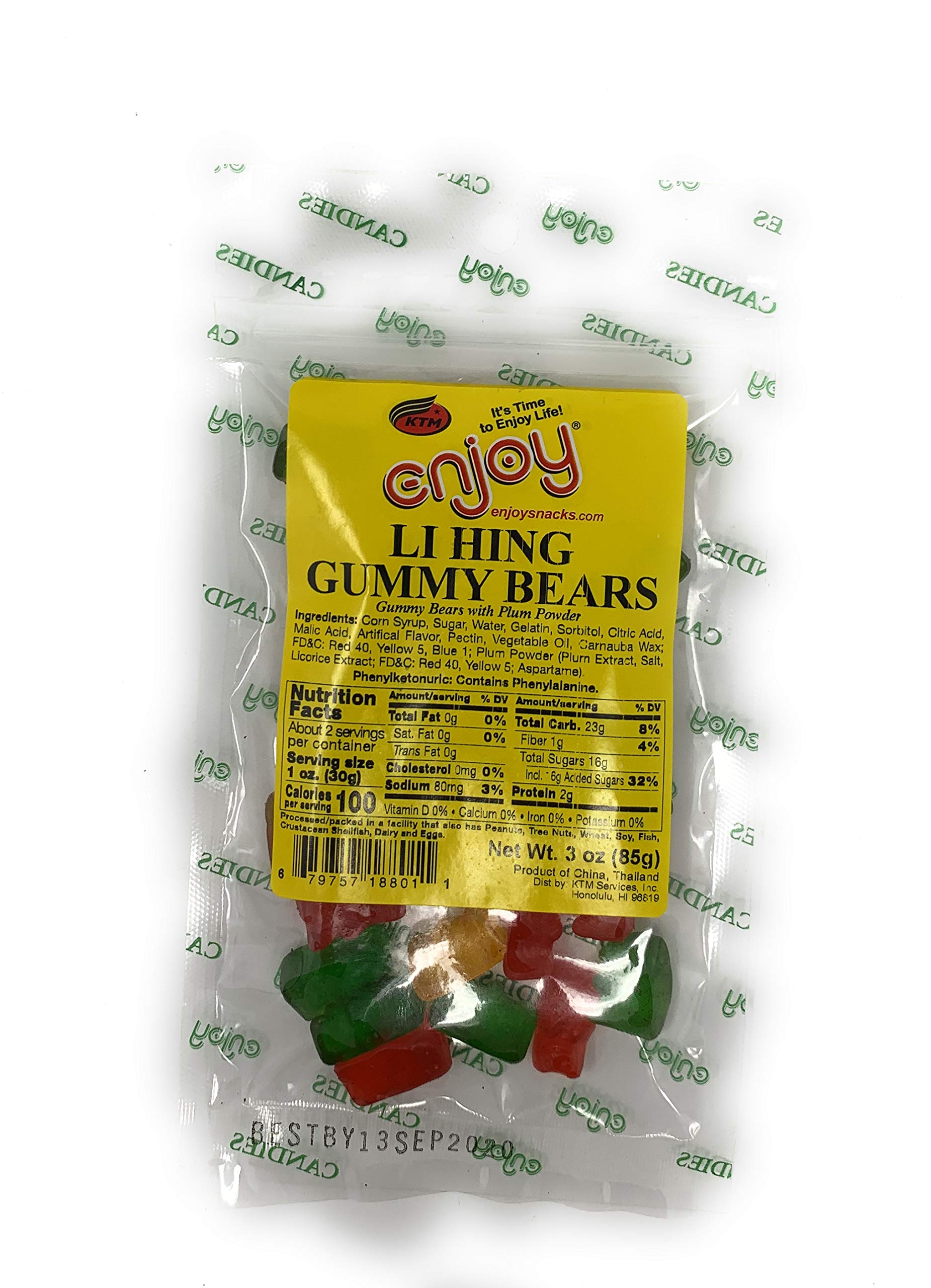 Li Hing Gummy Bears 3oz Bag - Sweet & Sour Hawaiian Snacks - Perfect for Parties, Movie Nights & On-the-Go Treats