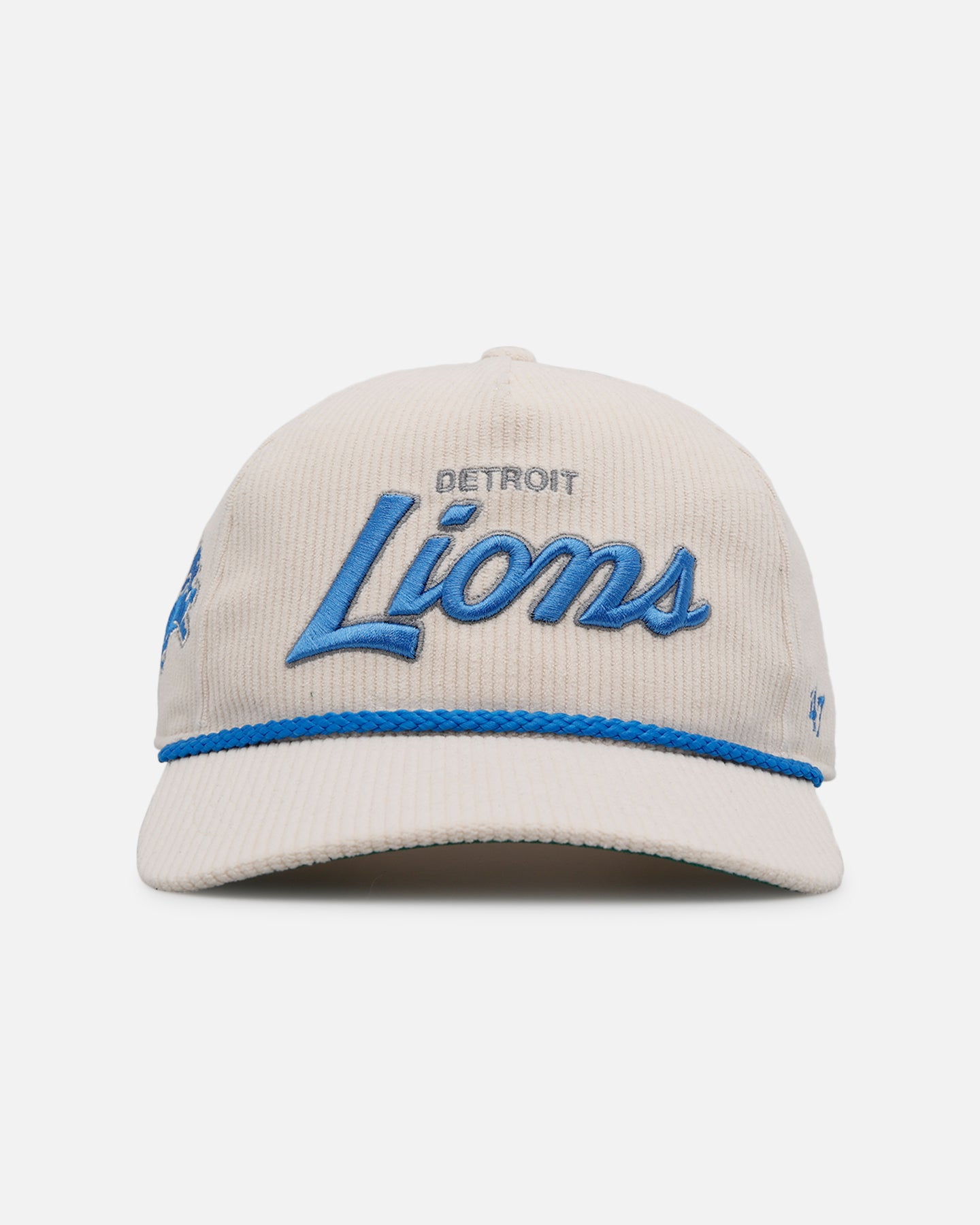 47 Brand Detroit Lions 'Natural Script' Premium Hitch Corduroy Snapback Hat - Adjustable Baseball Cap for Men & Women - Perfect for Game Day, Sports Events & Casual Wear