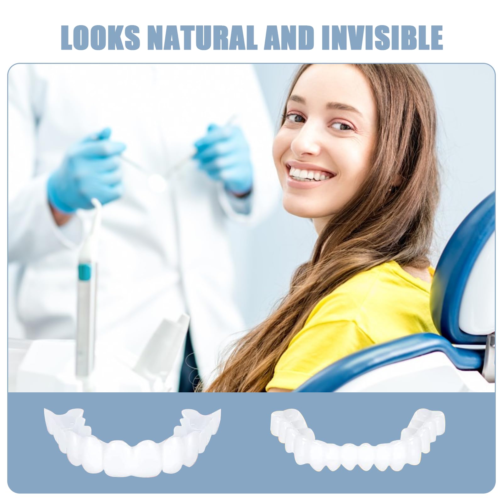 4 PCS Temporary Dentures with Veneer for Men & Women - Fix Crooked, Missing, or Stained Teeth - Perfect for Smile Makeovers, Special Events & Daily Confidence Boost