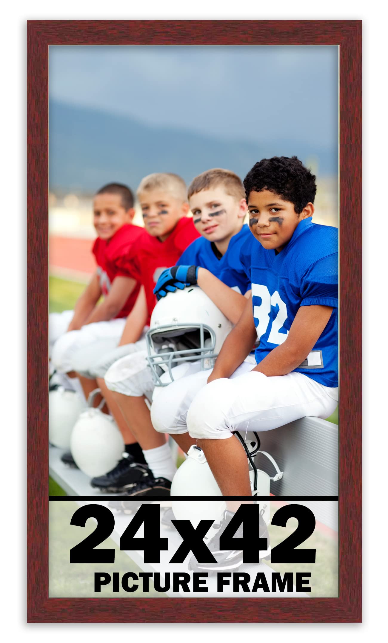 CountryArtHouse 24x42 Inch Solid Mahogany Wood Picture Frame with UV Acrylic Plexiglass, Acid-Free Foam Backing & Hanging Hardware - Perfect for Wall Art, Family Photos, and Home Decor Display