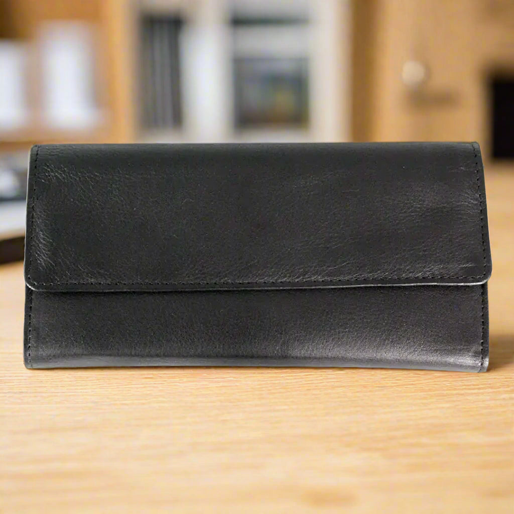 JBG International Women's Wing Flap Trifold Leather Wallet - RFID Blocking Slim Wallet for Credit Cards & Cash - Perfect for Travel, Shopping & Everyday Use