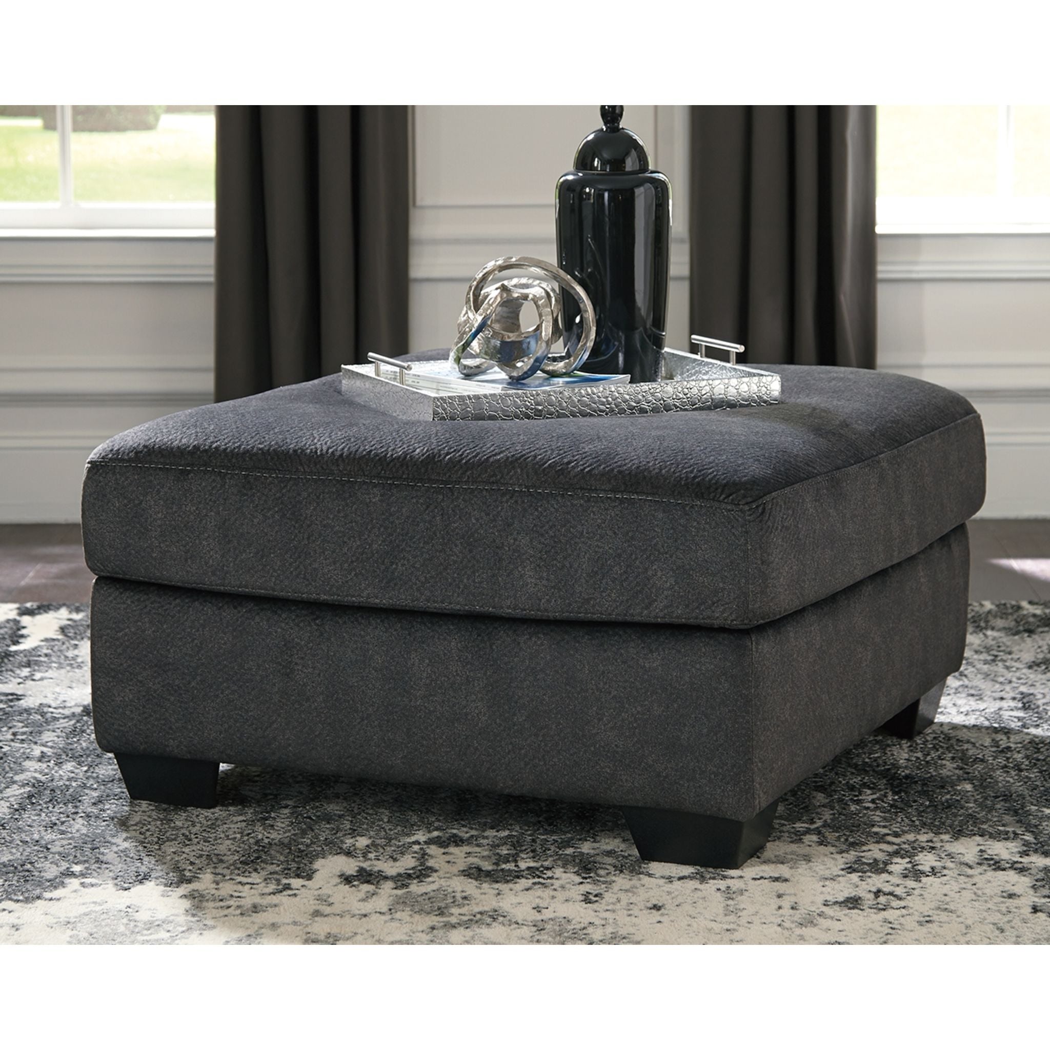 Accrington Oversized Accent Ottoman with Granite Finish - Stylish Footrest & Extra Seating for Living Room, Bedroom or Office