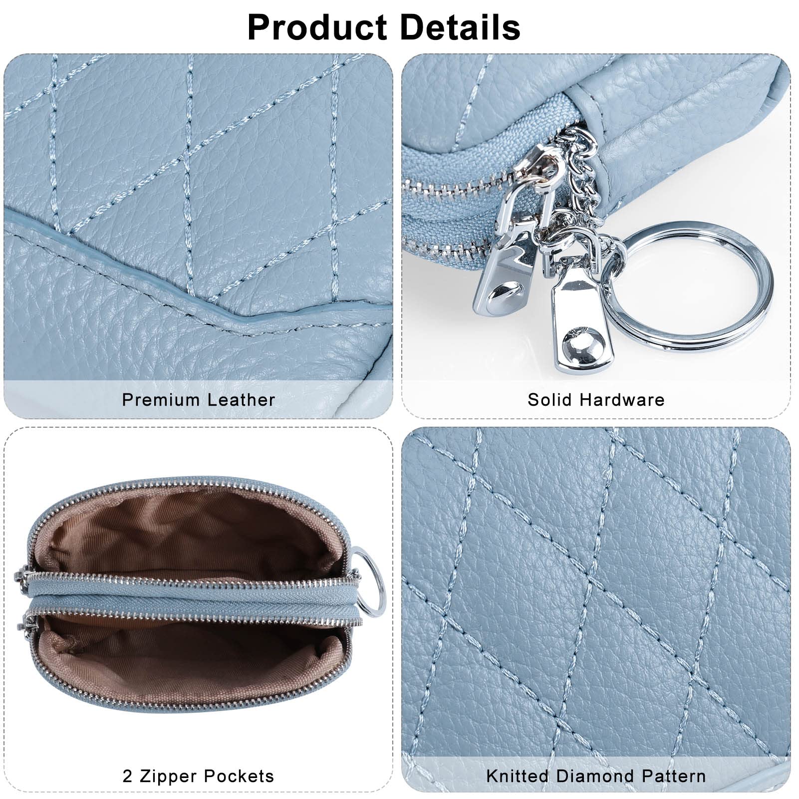 Genuine Leather Small Coin Purse Wallet for Women - Compact Change Holder with Keychain Ring - Perfect for Keys, Coins & Cards | Travel, Shopping & Everyday Use