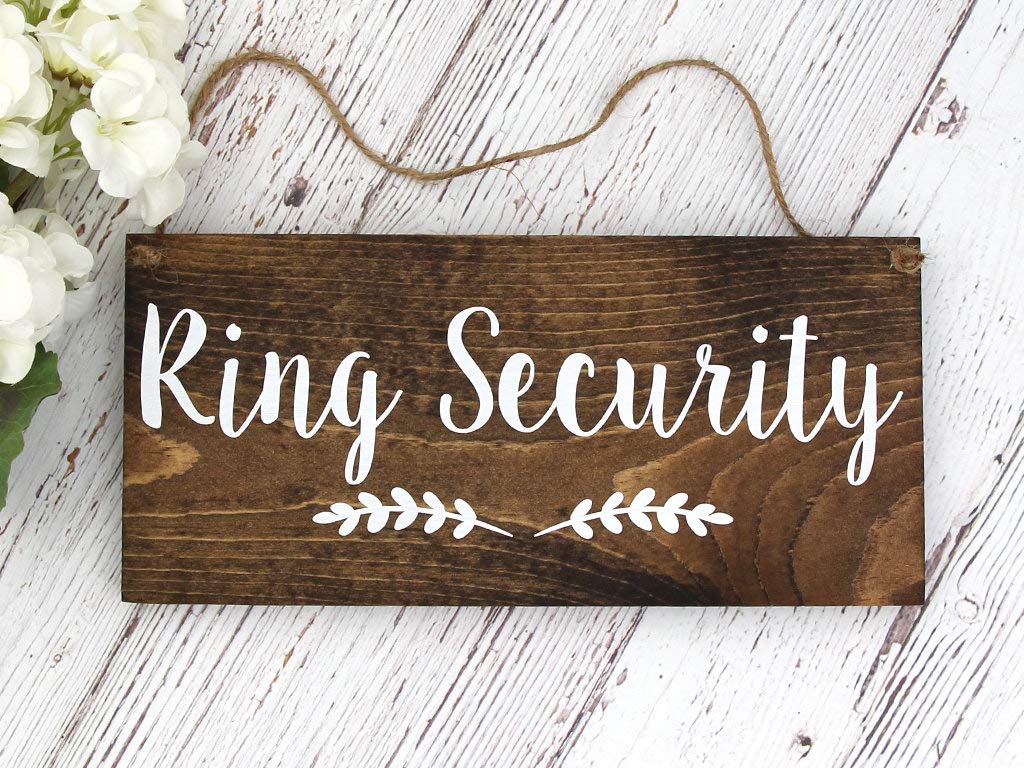 Hand-Painted Rustic Wooden Ring Security Sign - Wedding Quotes Wall Art, Hanging Plaque for Home Decor - Perfect Valentine's Day Gift for Bride & Groom - Ideal for Wedding Decor, Anniversary Gifts & Rustic Home Decorations