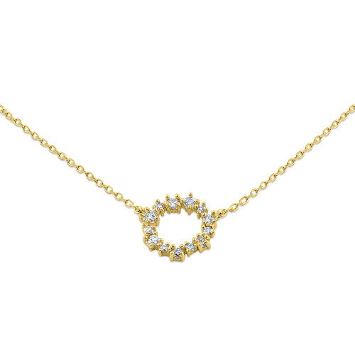 14K Yellow Gold Diamond Wreath Necklace - 0.17 ct Solitaire Pendant for Women | Elegant Everyday Jewelry & Perfect Gift for Anniversary, Birthday, Valentine's Day