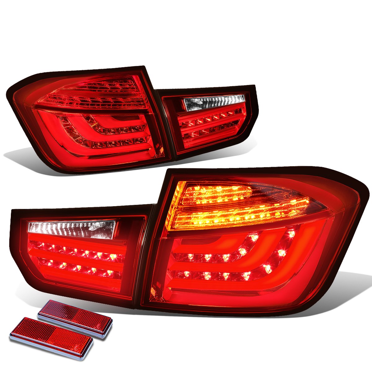 Auto Dynasty BMW 3-Series F30/F31 4-Door LED Tail Lights - Red & Clear Lens 3D Design with Brake+Turn Signals | Perfect for Night Driving & Car Customization