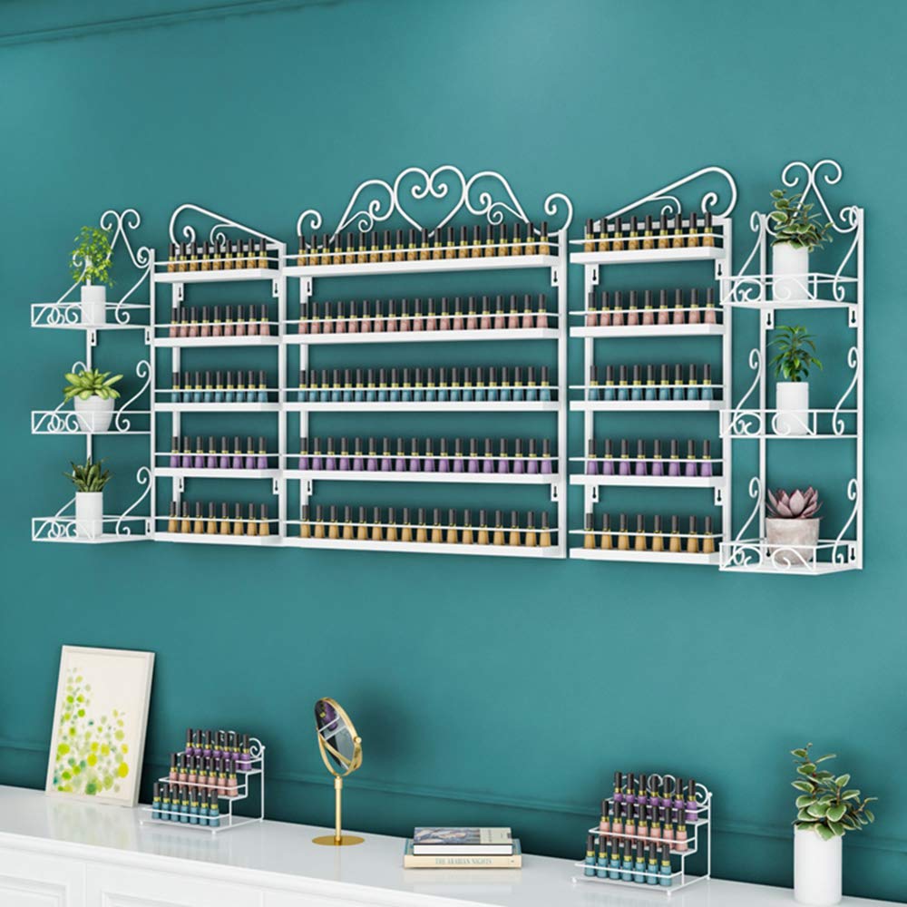 Wall-Mounted Nail Polish Organizer - Metal Display Rack for Nail Salon, Retail Store & Cosmetics Shop - Holds Lipsticks & Perfumes - Perfect for Salon Organization & Retail Product Display