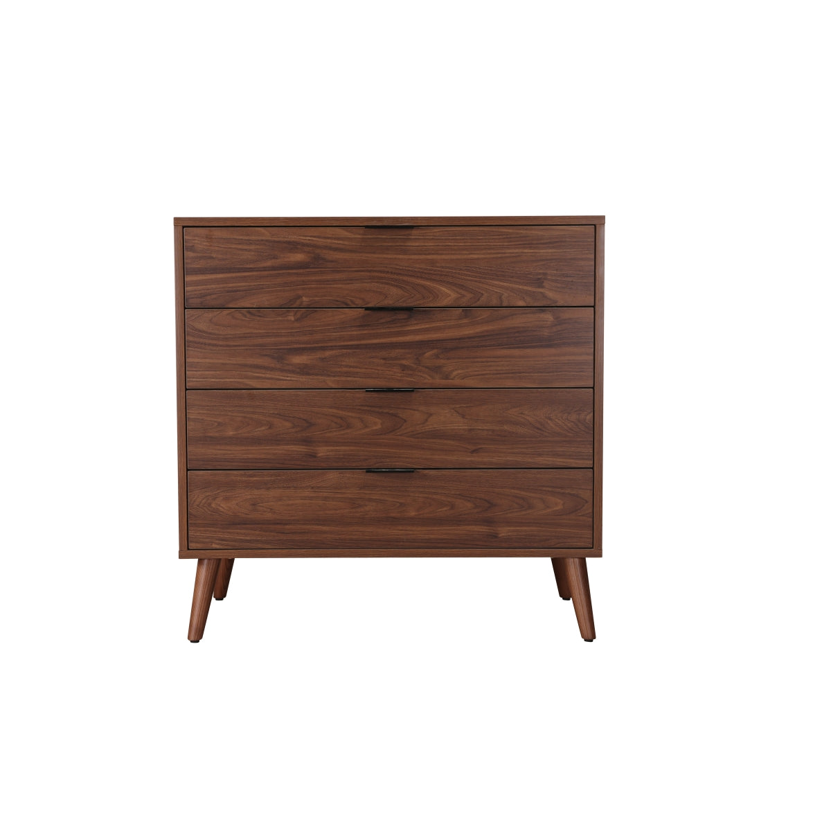 Modern Walnut Tallboy Chest - 5-Drawer Dresser for Bedroom Storage | Solid Wood Furniture for Home & Office Organization | Perfect for Bedroom, Living Room, or Entryway