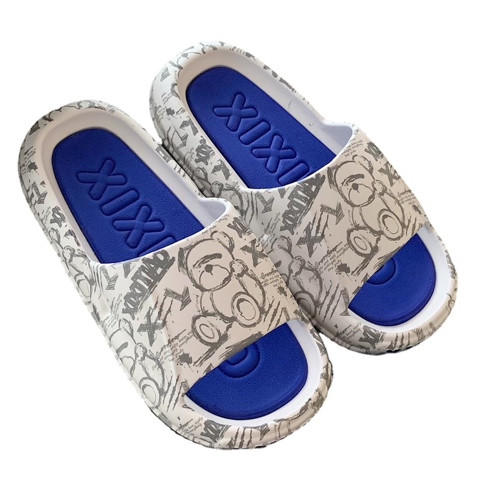 CEINOM Women's & Men's Cartoon Bear Pillow Cloud Slides - Soft Indoor/Outdoor House Slippers with Open Toe for Bathroom, Shower & Lounge Wear - Comfortable Home & Travel Slippers for Relaxation