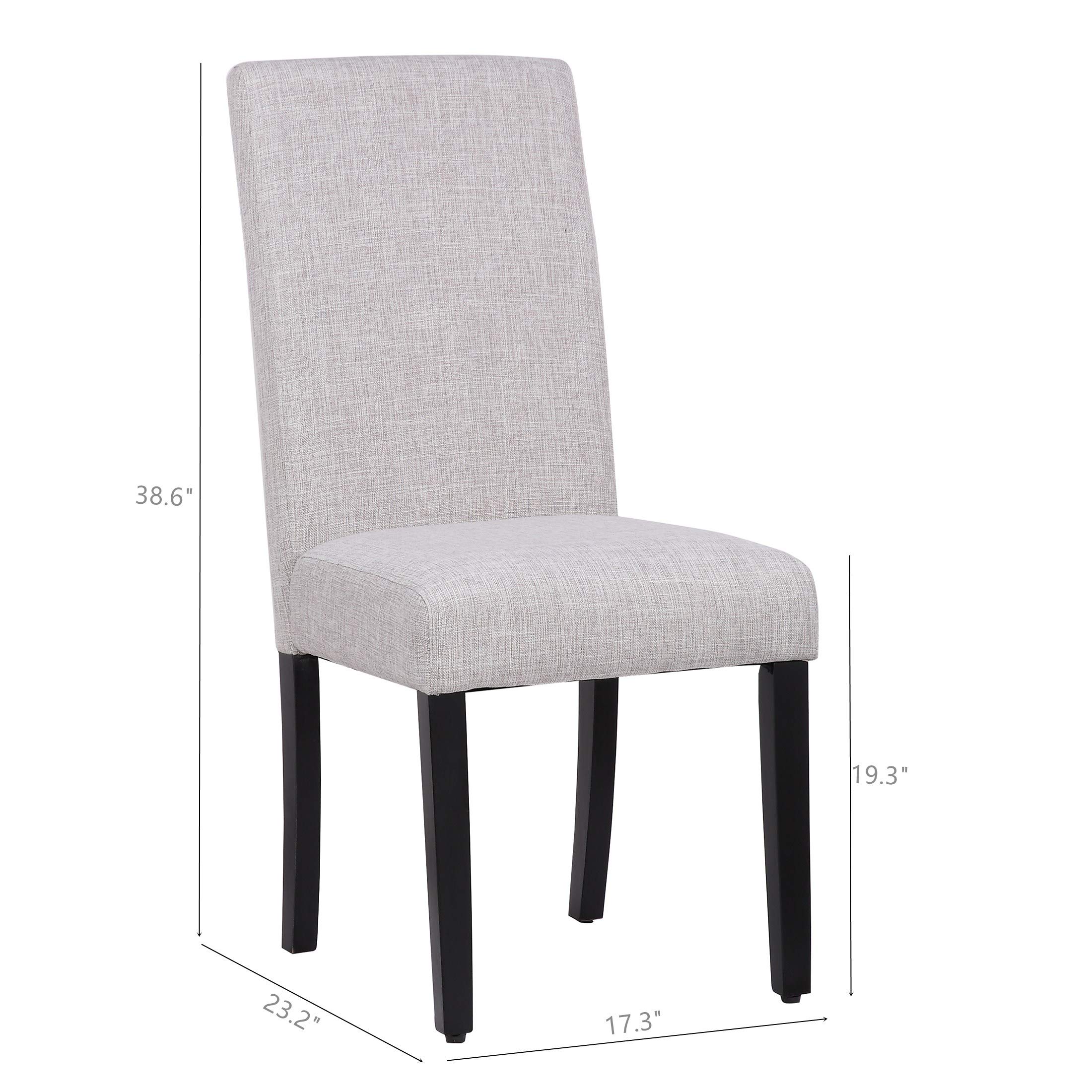 WestinTrends Linox Upholstered Dining Chairs Set of 2 - Modern Parsons Kitchen Chairs with Linen Fabric & Solid Wood Legs in Light Gray - Perfect for Dining Room, Kitchen, Breakfast Nook & Small Spaces