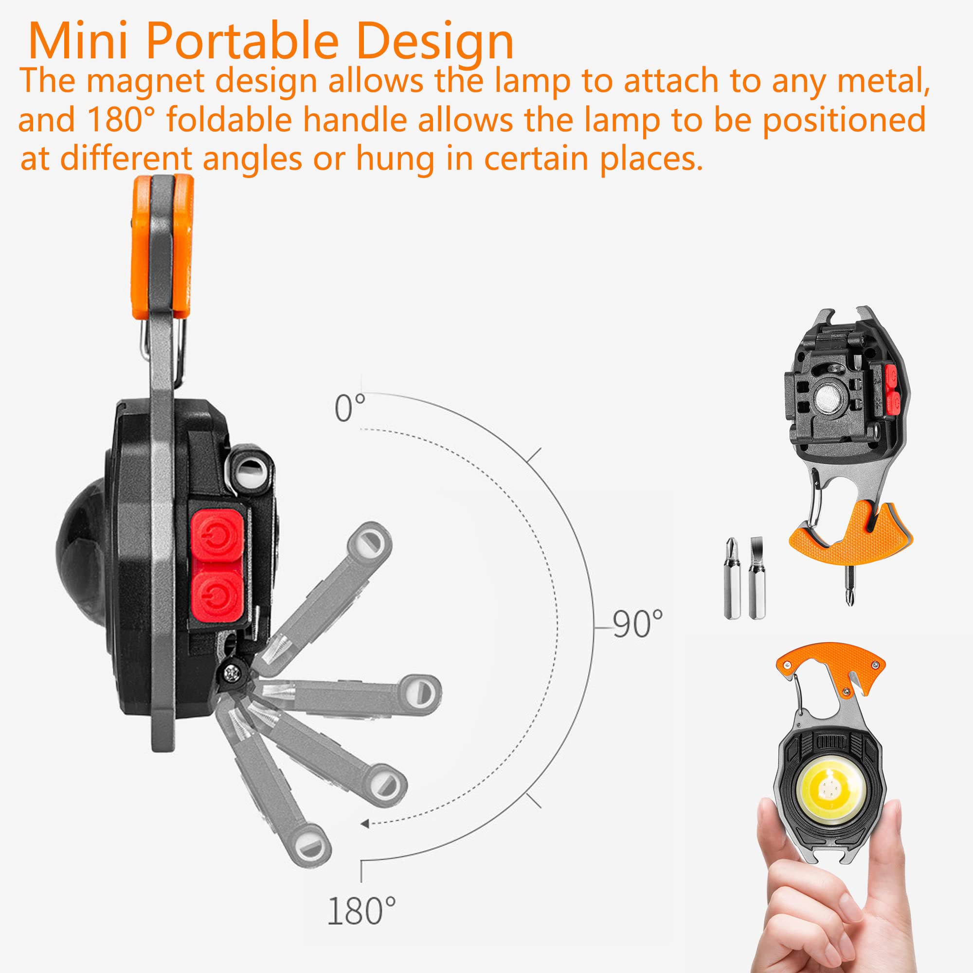 Multifunctional LED Rechargeable Keychain Flashlight with Emergency Whistle, Screwdriver & Bottle Opener - 5 Light Modes, Compact Pocket Light for Outdoor Hiking, Camping, Emergency Kits & Everyday Carry (EDC)