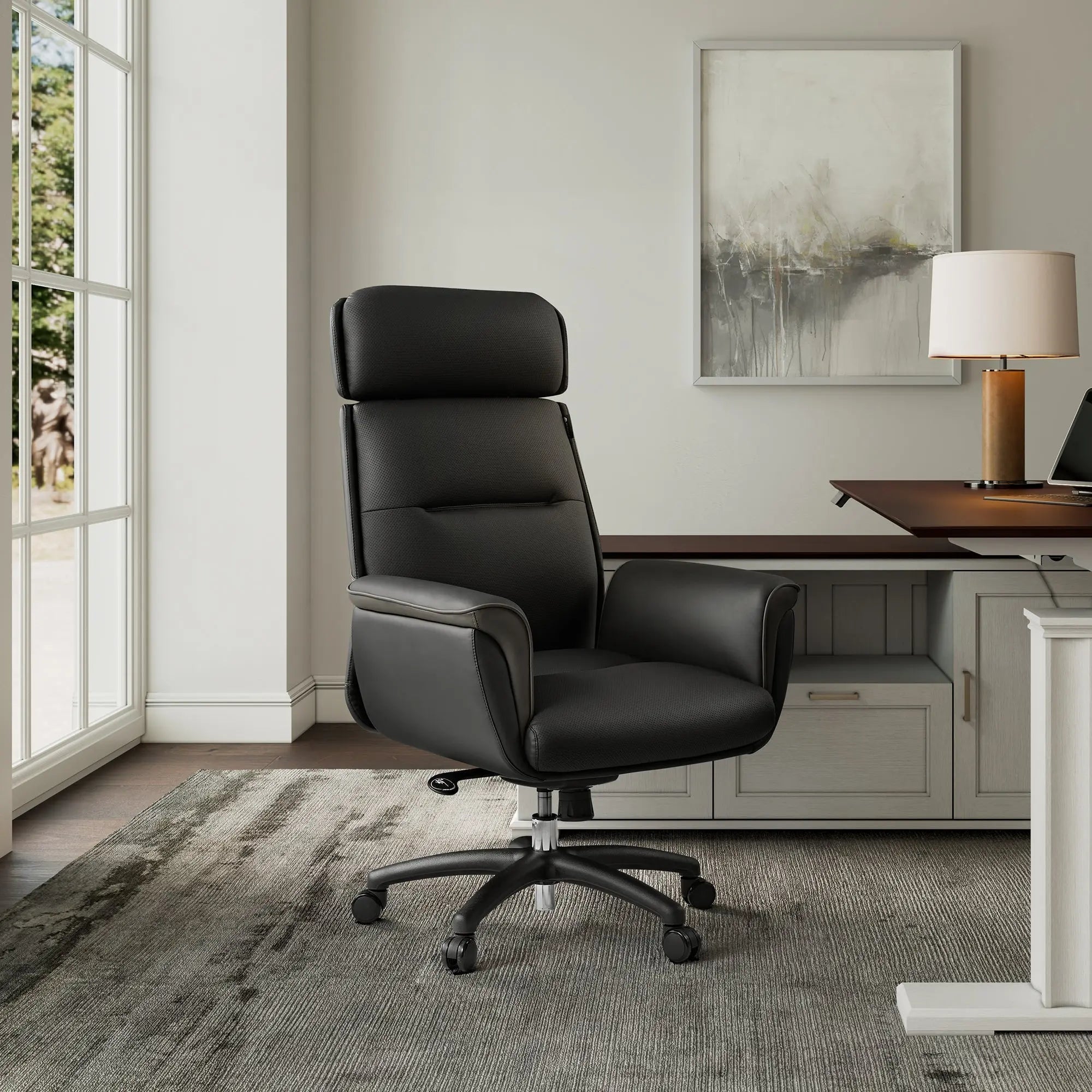 Premium Royal Microfiber Leather Executive Office Chair - Ergonomic High Back Desk Chair with Lumbar Support for Home Office, Conference Room & Workspace