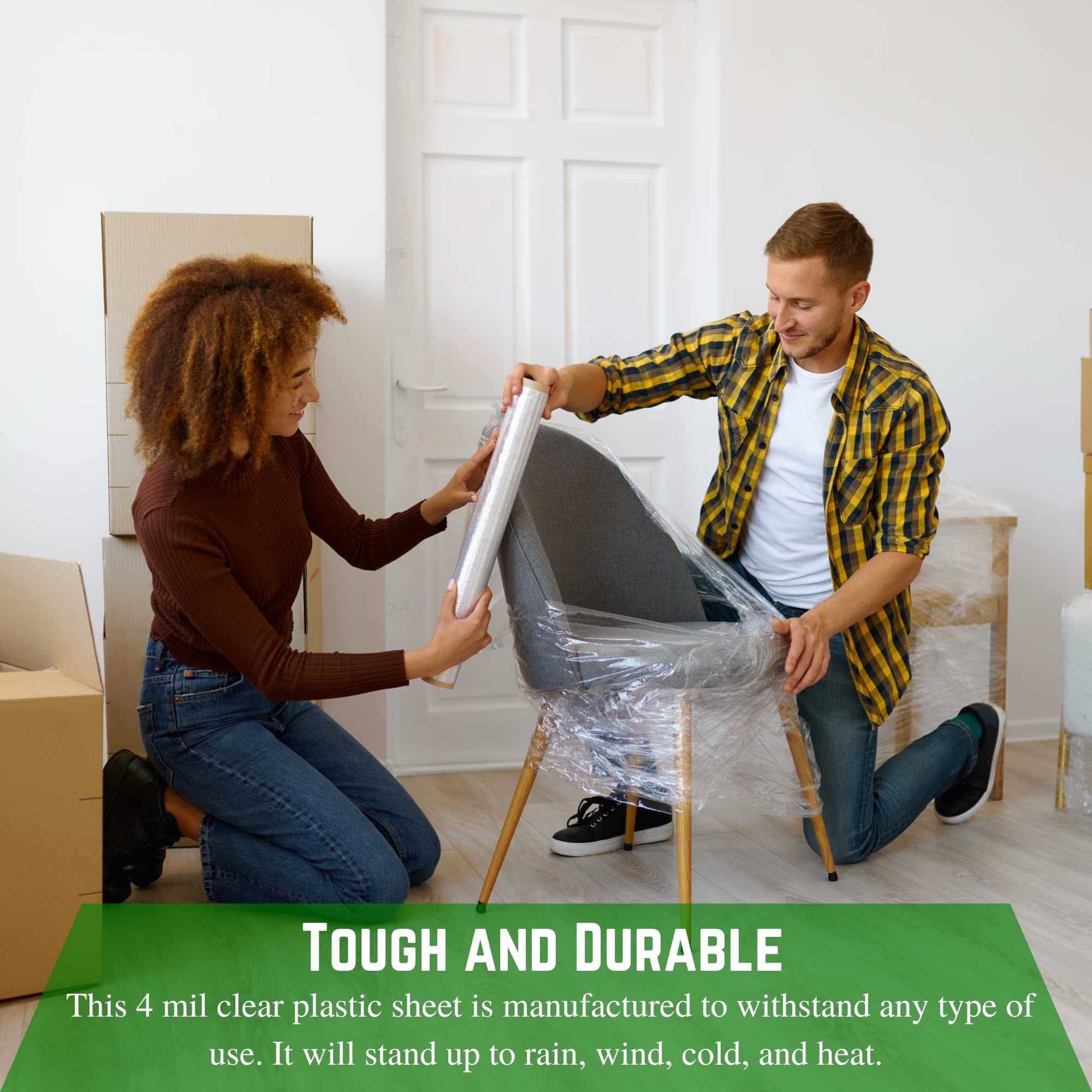 Farm Plastic Supply - 4 Mil Clear Plastic Sheeting (24' x 100') - Heavy Duty Polyethylene Film for Crawl Space, Vapor Barrier, Drop Cloth - Perfect for Construction, DIY Projects & Home Renovation
