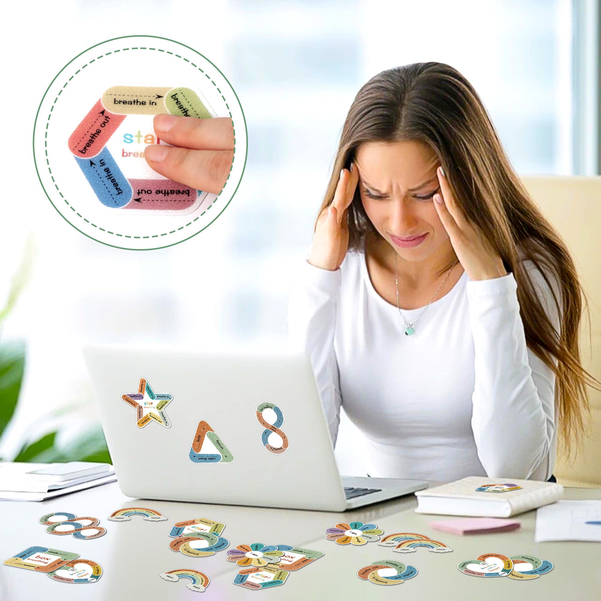 75Pcs Calm Strips for Anxiety Relief - Textured Sensory Stickers for Stress & Focus - Waterproof Fidget Stickers for Adults & Kids - Perfect for Classrooms, Therapy, and Home Use - Boho Design (75)