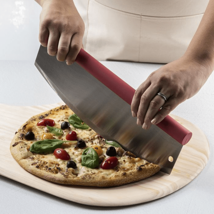 Premium Stainless Steel Rocking Pizza Cutter with Safety Blade Guard - Perfect for Home Kitchens, Pizzerias & Party Food Prep