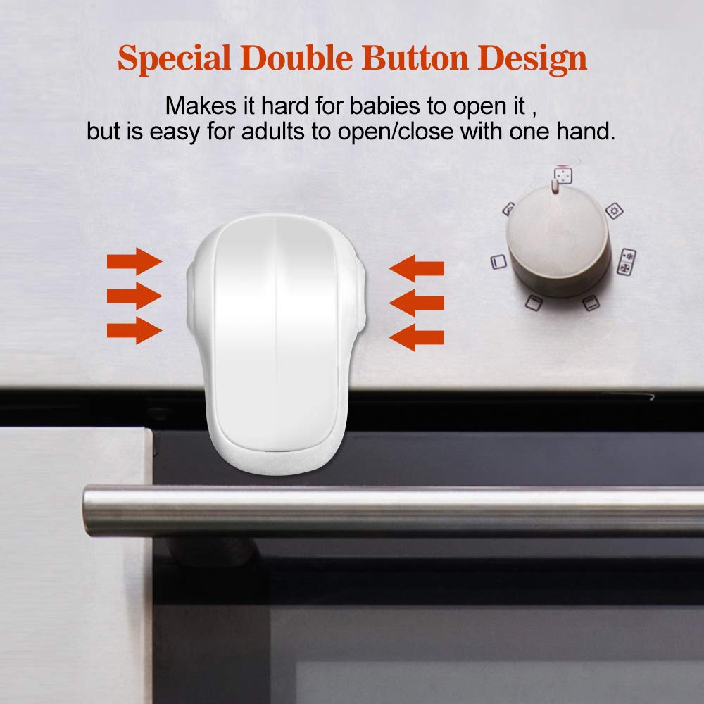 EUDEMON Child Safety Oven Door Lock - Heat-Resistant Baby Proofing for Kitchen, No Drill Adhesive Installation (1 Pack, White) - Perfect for Flat Surface Ovens & Protecting Toddlers from Burns