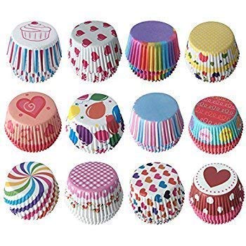 Adaamya® 100-Pack Biodegradable Cupcake Liners - 8cm Standard Size Baking Cups, Multi-Color Mix Design - Eco-Friendly Baking Supplies for Parties, Weddings & Home Baking