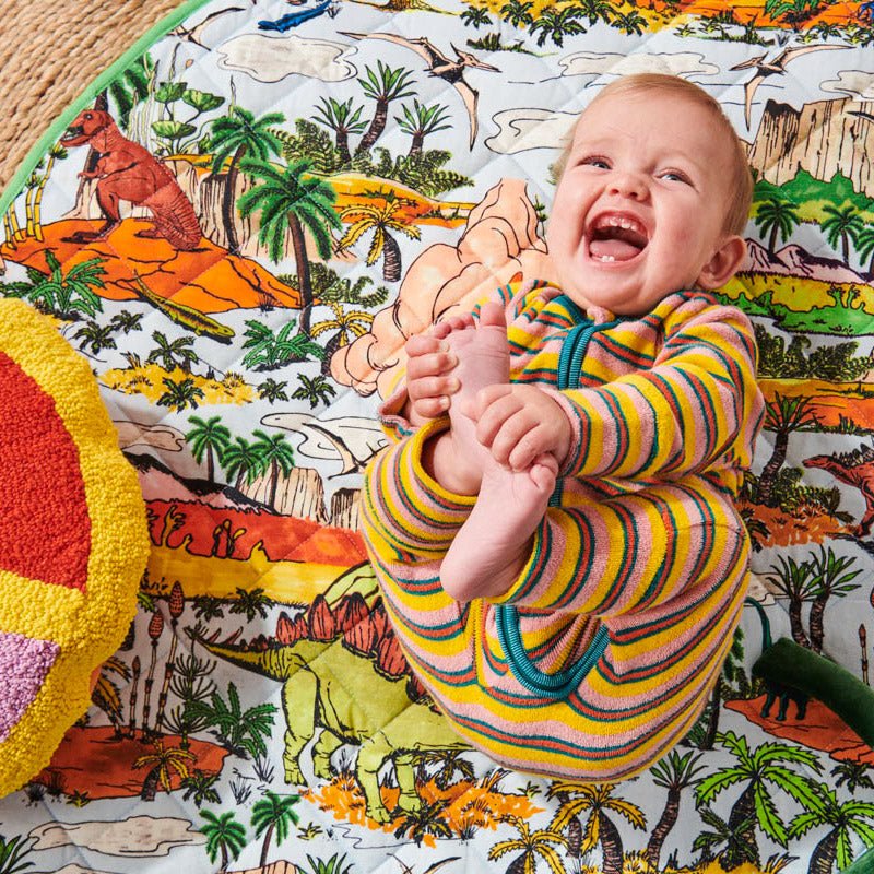 Soft Dinosaur Themed Quilted Baby Play Mat - Non-Slip, Waterproof & Safe for Crawling, Tummy Time & Nursery Decor - Perfect for Playrooms, Daycares & Gift Ideas