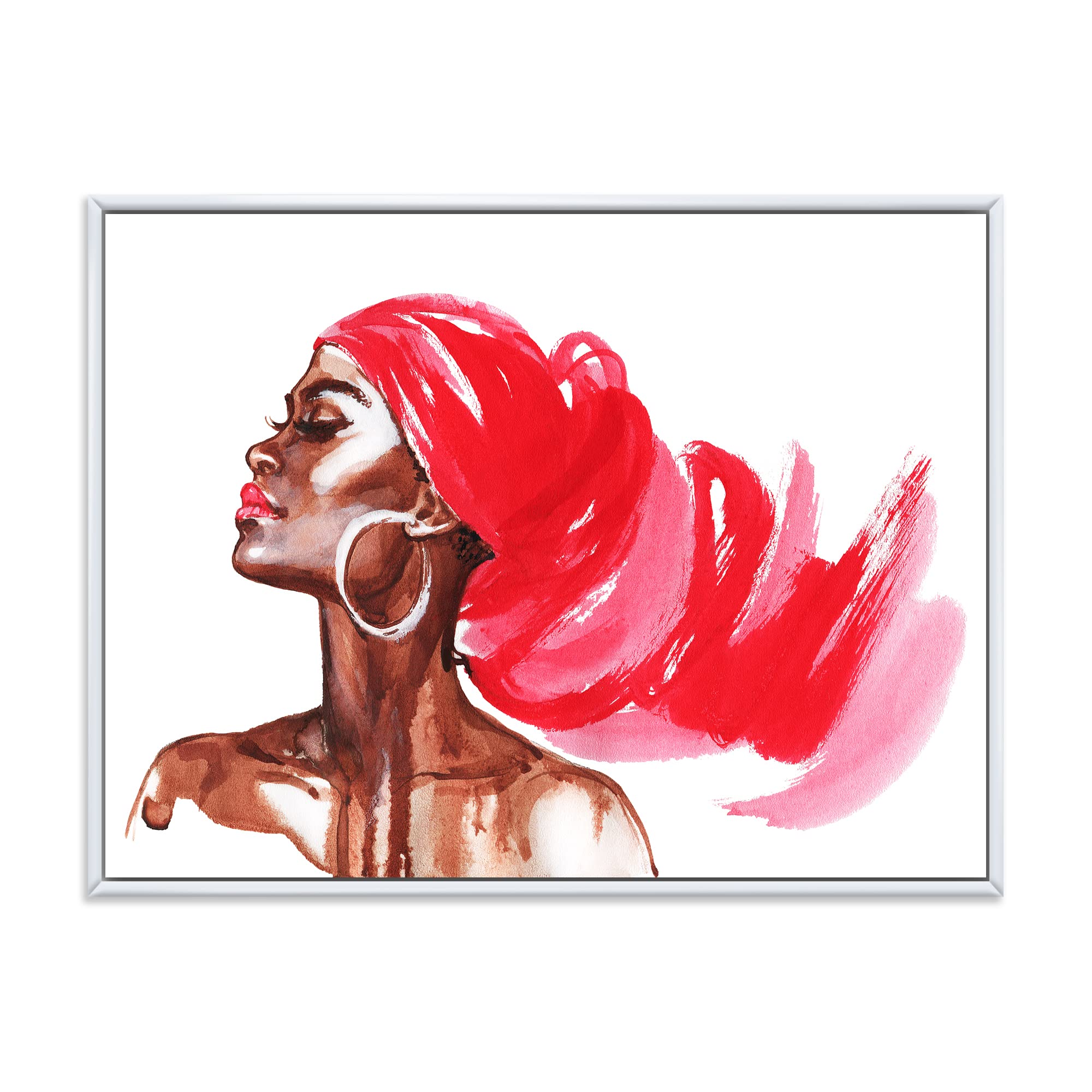 African American Woman Portrait IX - Modern Framed Canvas Wall Art Print for Living Room, Bedroom & Office Decor