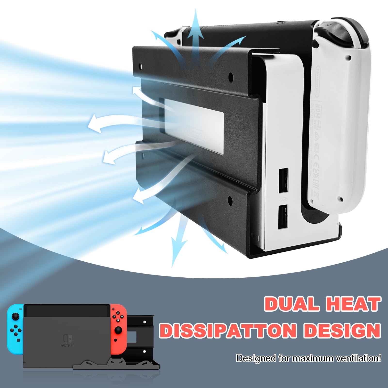 Nintendo Switch & Switch OLED Wall Mount with Controller Holder - Steel TV Mount for Secure Storage Near or Behind TV | Perfect for Gaming Setups & Home Entertainment