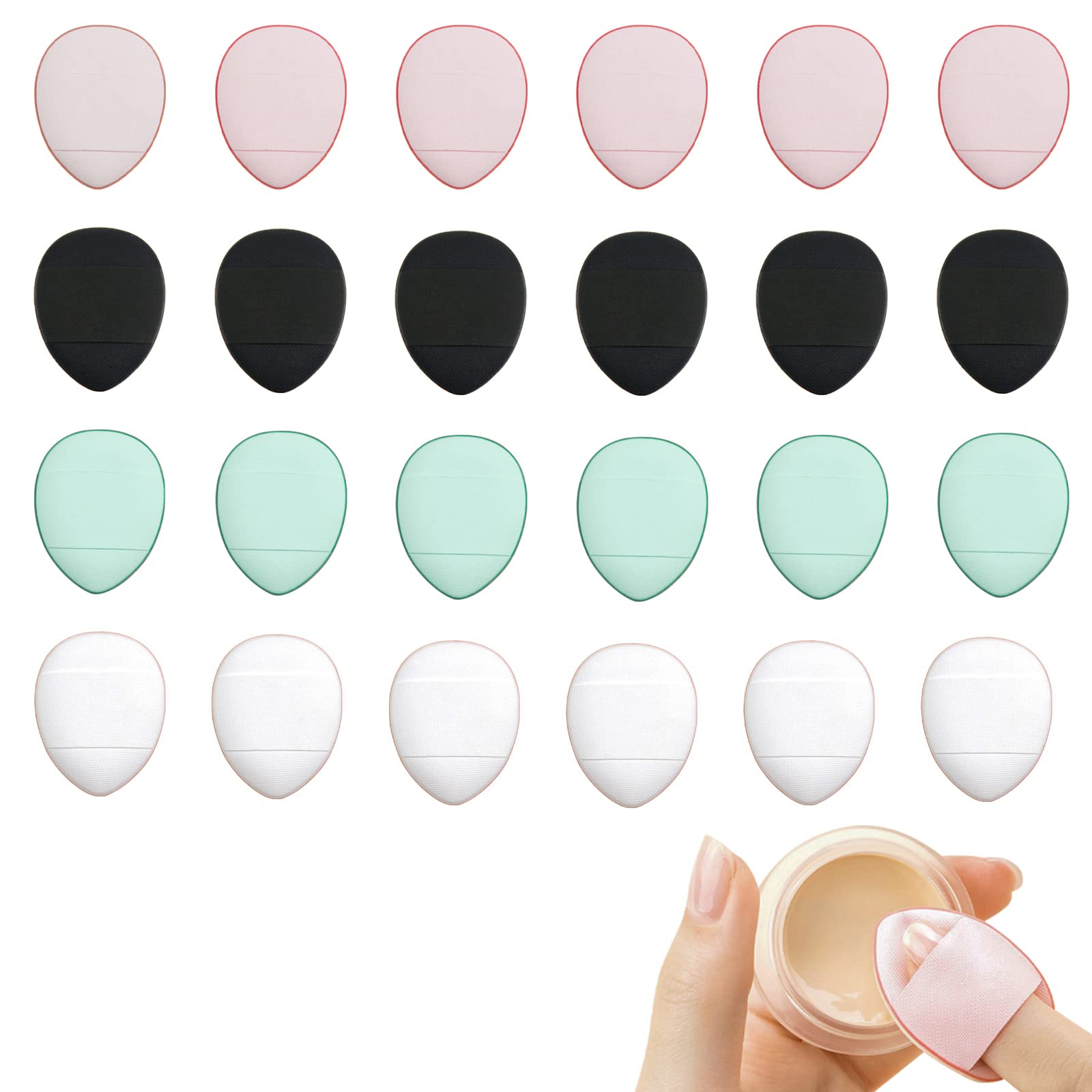 24-Pack Mini Triangle Powder Puff Makeup Sponges - Beauty Blender for Liquid Foundation, Blush & Setting Powder (Pink, Black, Blue, White) - Perfect for Professional Makeup & Travel Touch-Ups