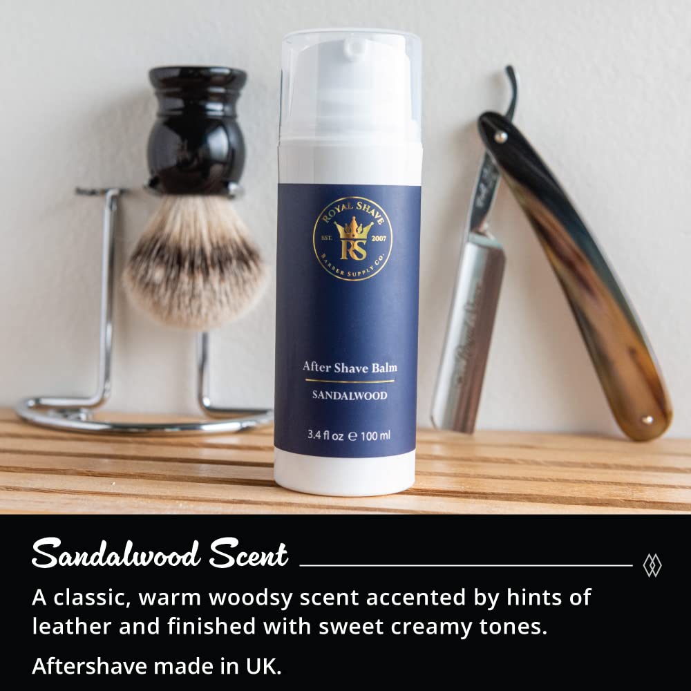 Premium Aftershave Lotion & Sandalwood Shaving Cream Set for Men - UK Made Luxury Grooming Kit for Smooth, Irritation-Free Shaving - Perfect for Daily Use & Gift Giving