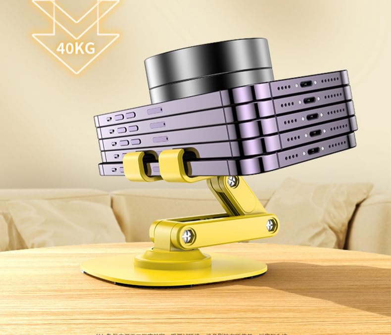 360 Degree Rotating Foldable Metal Phone & Tablet Stand - Adjustable Desktop Holder for iPhone, iPad, Samsung - Perfect for Live Streaming, Video Calls & Hands-Free Viewing (Black)