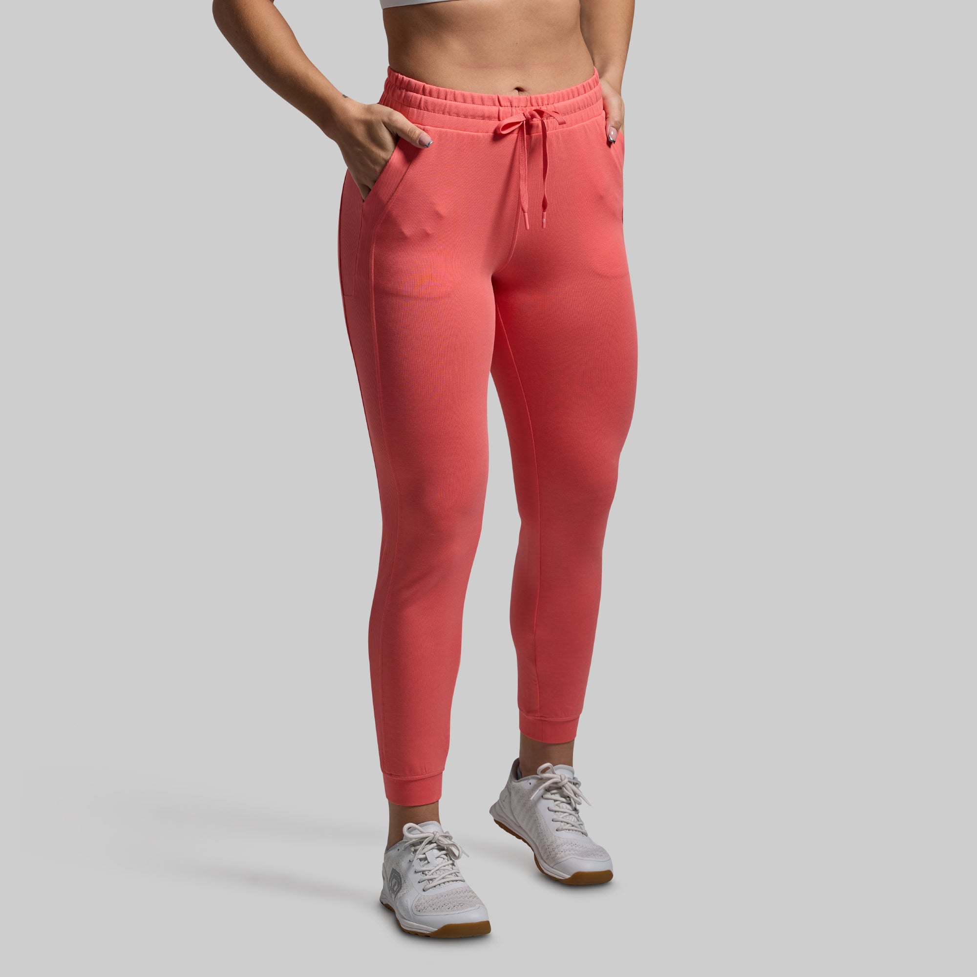 Women's Soft Lounge Lux Jogger Pants - Comfortable Elastic Waist Casual Sweatpants for Yoga, Home & Travel (Hot Peach)