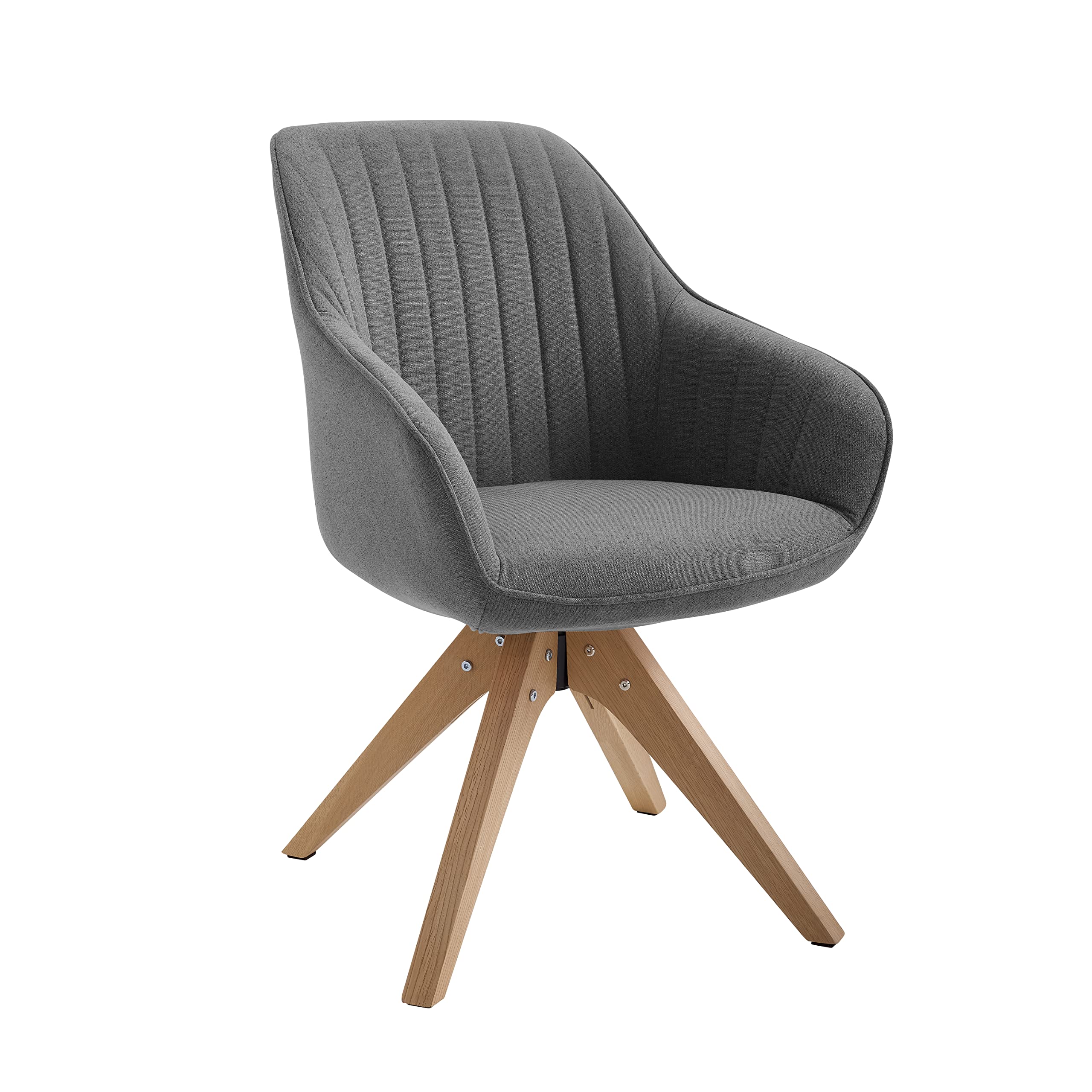 Art Leon Mid Century Modern Swivel Dining Chair - Upholstered Fabric with Wood Legs, Armchair for Dining Room & Living Room - Gray - Perfect for Home Office, Breakfast Nook & Lounge Areas