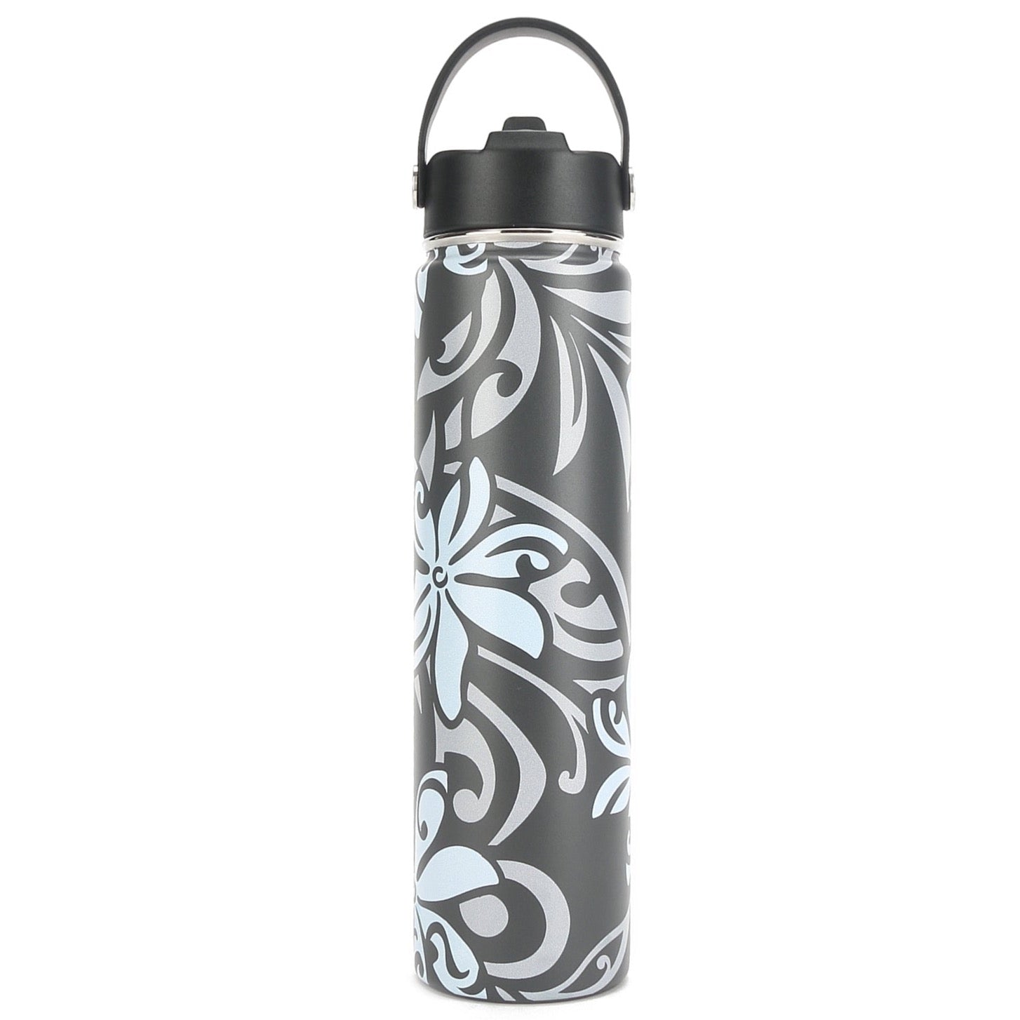 24oz Insulated Stainless Steel Water Bottle - Tiare Infinity Grey, Keeps Drinks Cold for 24 Hours & Hot for 12 Hours - Perfect for Gym, Hiking, Travel & Outdoor Activities