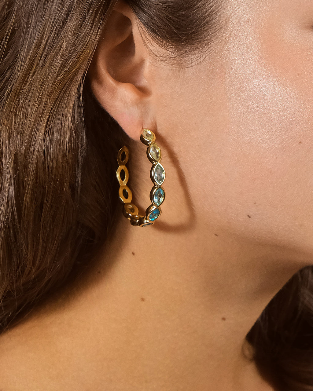 Naomi Multicolored CZ Hoop Earrings for Women - Fashion Cubic Zirconia Jewelry for Party, Wedding & Everyday Wear