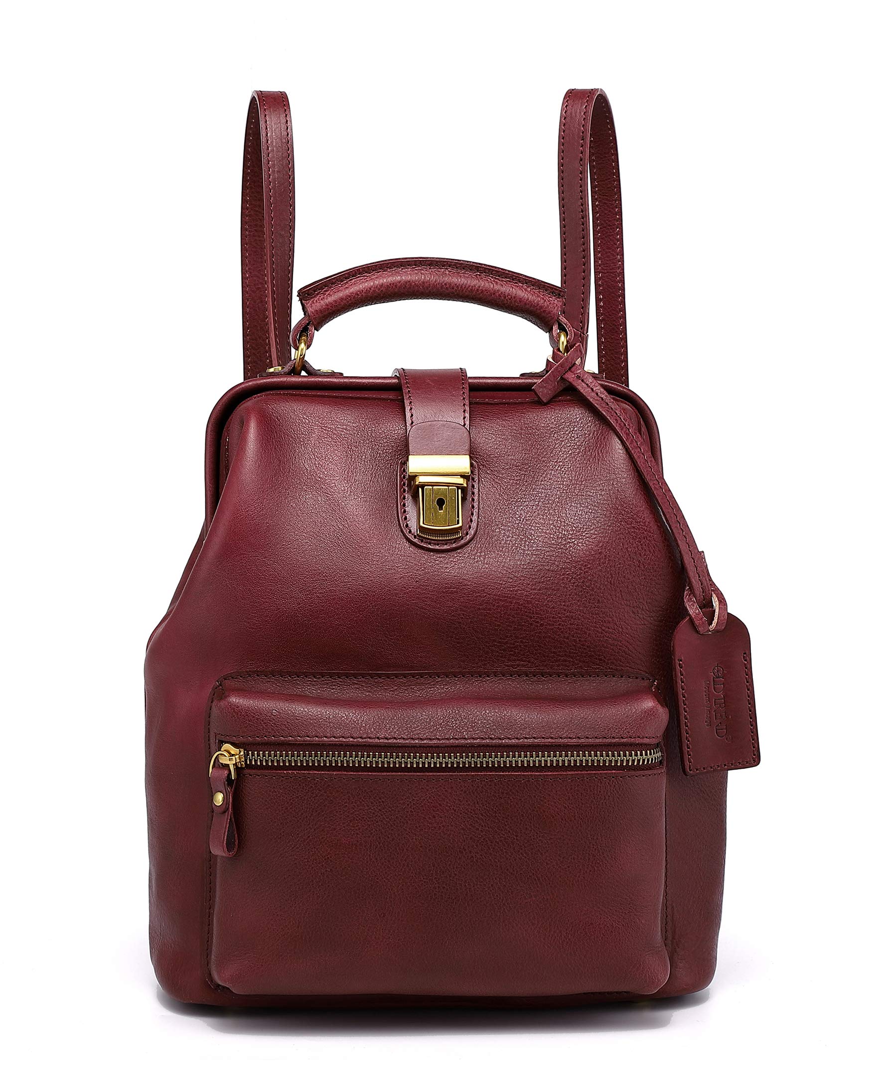 Genuine Leather Backpack Purse for Women - Stylish Small Business Casual Daypack - Fashionable Burgundy Laptop Backpack for Work, Travel & College