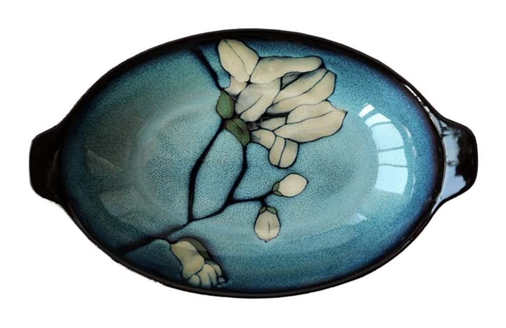 Stoneware Plate Ceramic Binaural Fish Dish - Appetizer Plates, Porcelain Saucers, Bowl & Sauce Dishes, Sushi Dinnerware Set for Japanese Cuisine & Home Dining