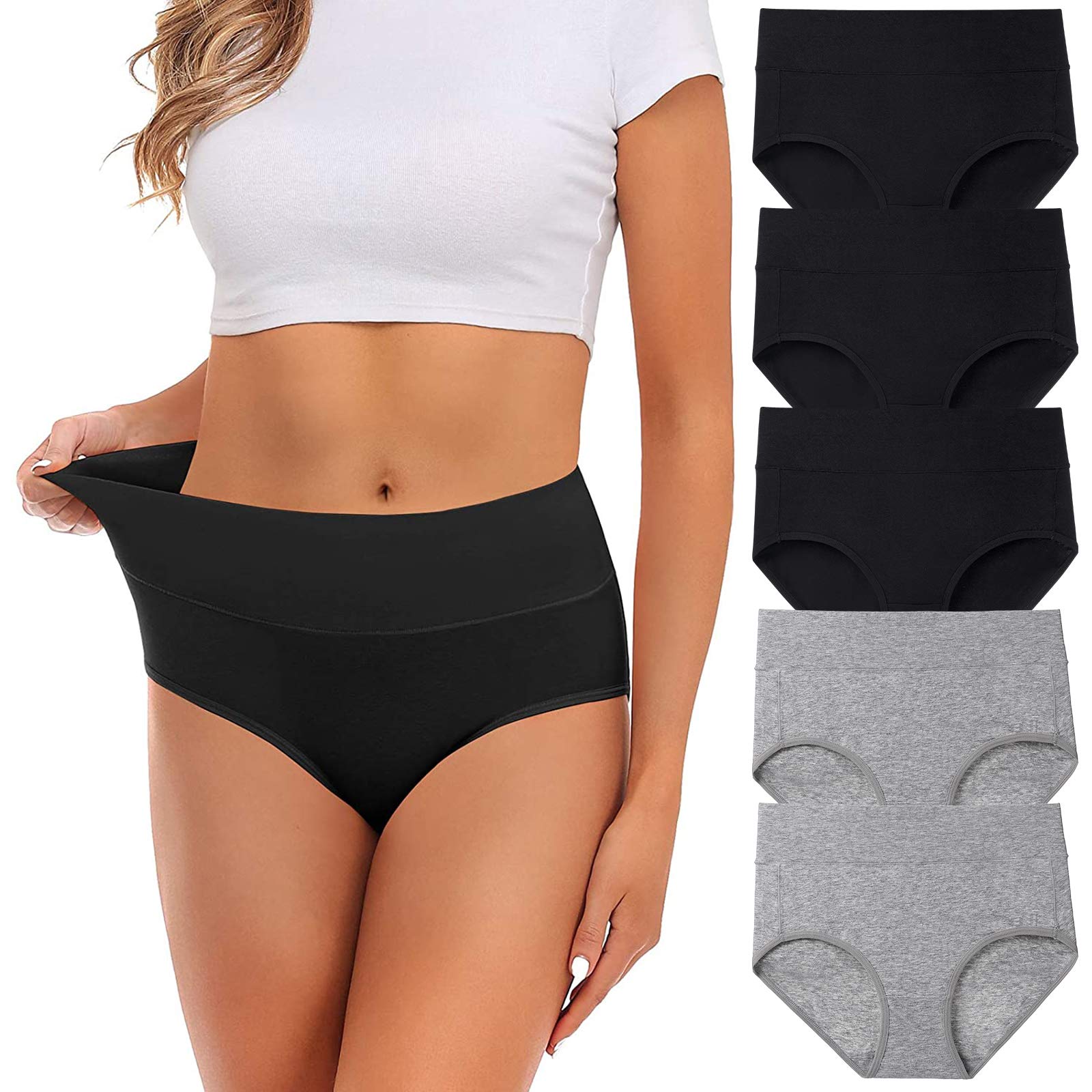 Women's Cotton Mid Waist Underwear - No Muffin Top Full Coverage Briefs Panties Lingerie Multipack | Comfortable Ladies Undergarments for Everyday Wear & Sleep