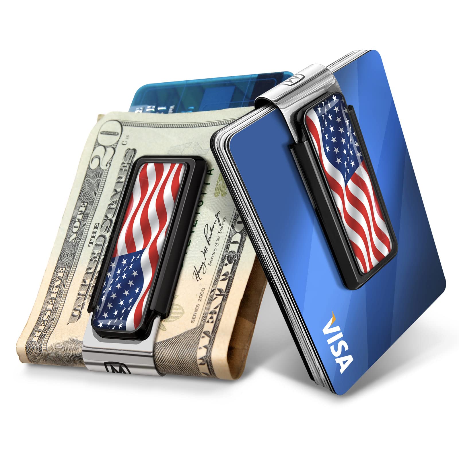 Patriotic USA American Flag Money Clip for Men - Premium Black Metal Wallet Accessory | Perfect for Cash, Cards & Daily Essentials | Great Gift for Dad, Husband & Veterans