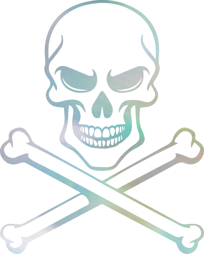 Premium Skull and Crossbones Holographic Tattoo Stickers (Set of 2) - Waterproof Vinyl Decals for Laptop, Phone, Helmet, Car, Mug, Wall Decor - Perfect for Bikers, Gamers, and Gothic Style Enthusiasts