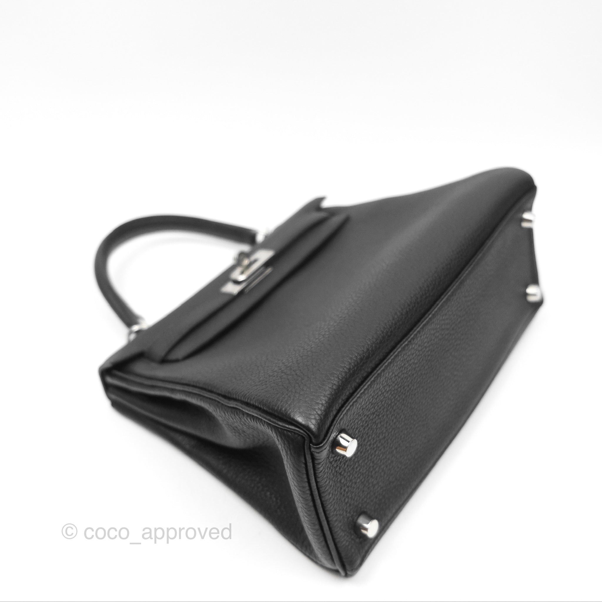 Authentic Hermès Retourne Kelly 25 Handbag - Black Togo Leather with Palladium Hardware | Luxury Designer Bag for Women | Perfect for Work, Evening Events & Special Occasions
