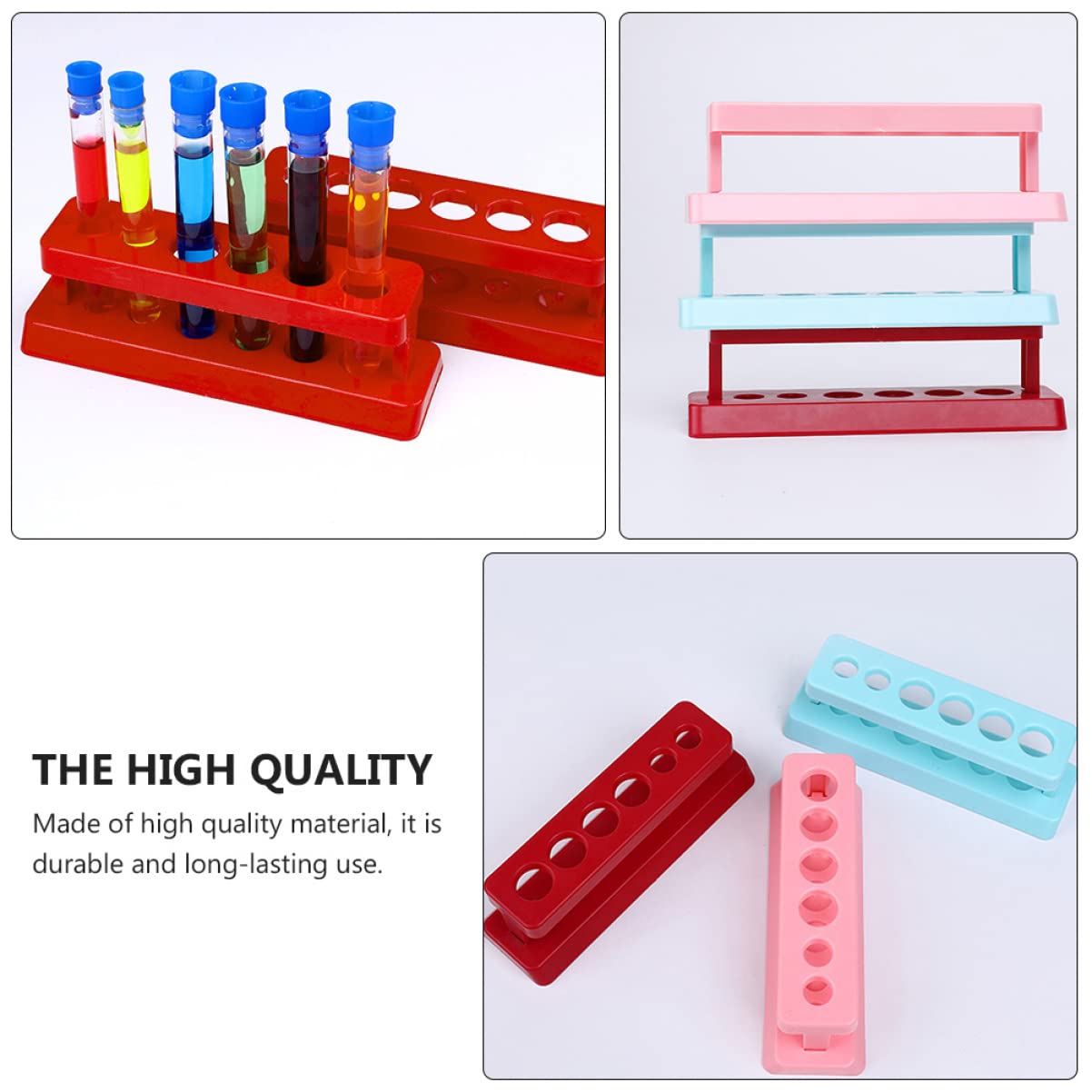 ULTECHNOVO 6-Piece Plastic Test Tube Rack Set - Durable Lab Tube Holder for Test Tubes & Boiling Tubes, Earth Tone Organizer for Chemistry Experiments & Science Classrooms (Perfect for School Labs & Home Science Projects)