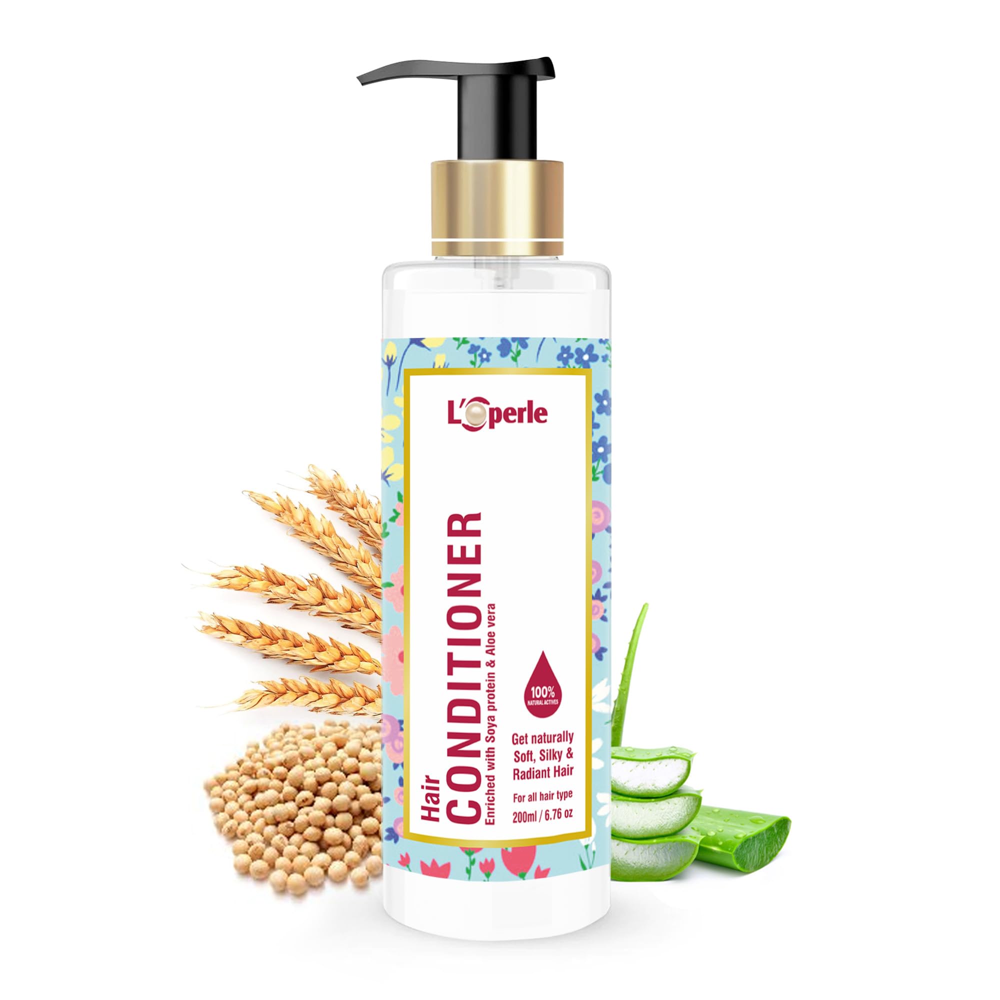 Loperle Hair Conditioner for Frizzy & Damaged Hair - Aloe Vera, Lemon & Soy Protein Enriched - Controls Dandruff & Hair Loss - Promotes Healthy, Silky Smooth Hair - 200ml | Perfect for Daily Hair Care & Salon-Quality Results at Home