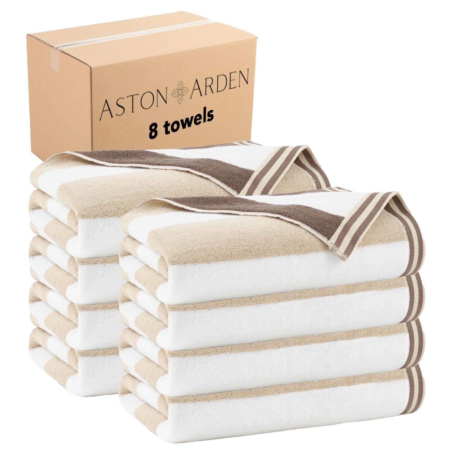 Aston & Arden Reversible Beach Towel (Case of 8) - 100% Ring Spun Cotton, Large 35