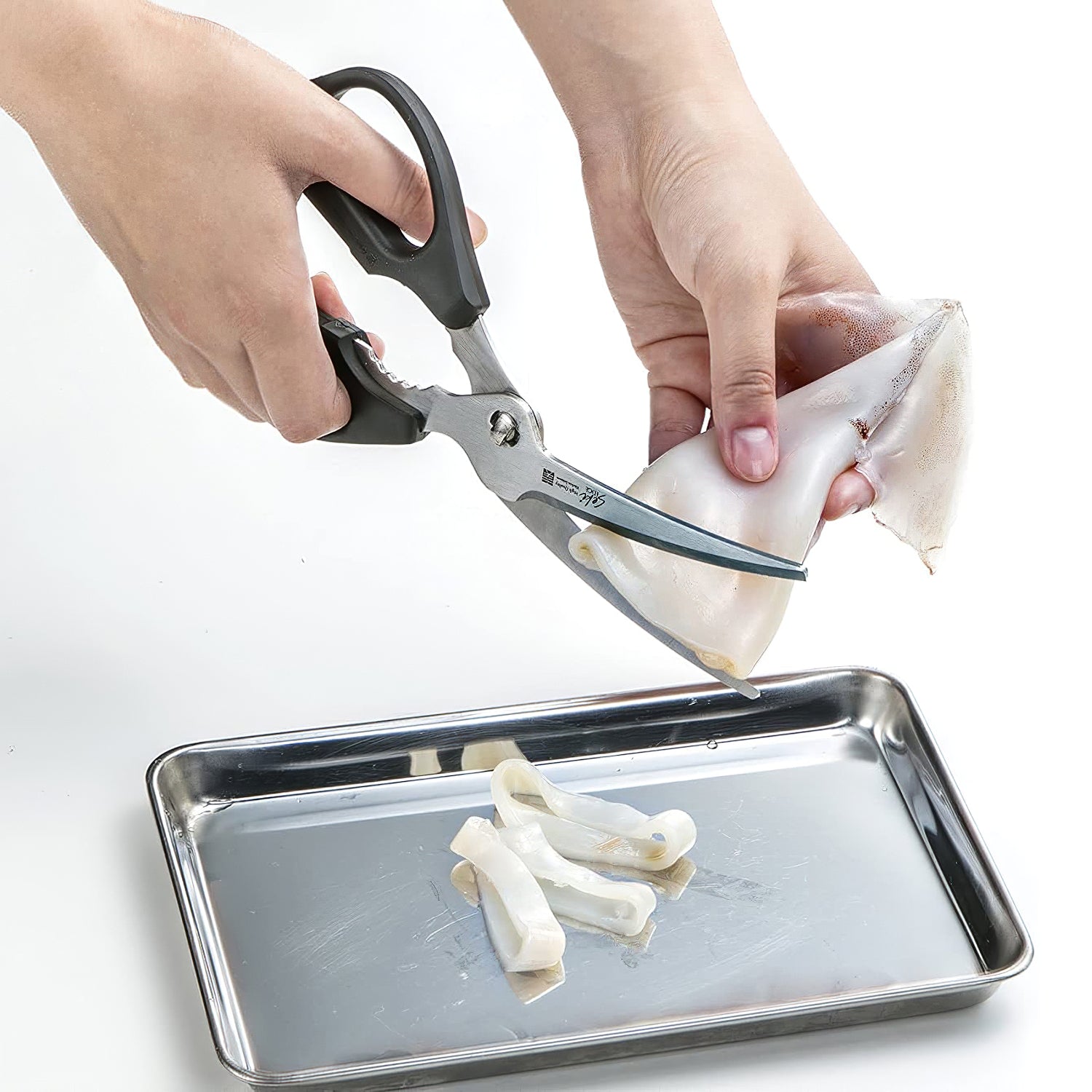 Premium Stainless Steel Kitchen Scissors with Curved Blade - Heavy Duty Take Apart Design for Easy Cleaning - Perfect for Cutting Herbs, Poultry, Fish, and Food Prep