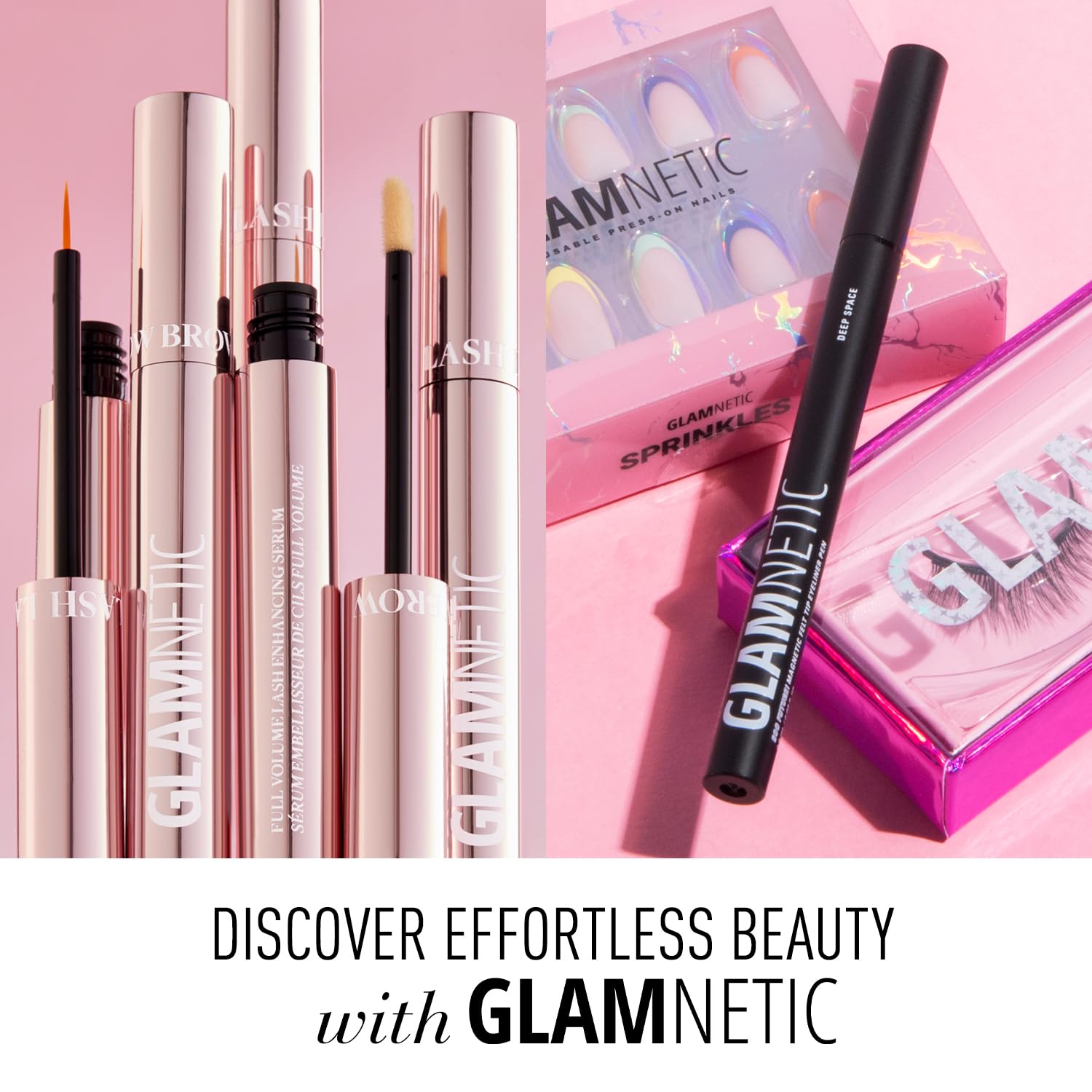 Glamnetic Press On Almond Nails - Bubble Gum Glaze & French Tip, Reusable Fake Nails Kit with Brush On Glue & Remover | 15 Sizes, 30 Nails | Perfect for Parties, Weddings & Everyday Wear