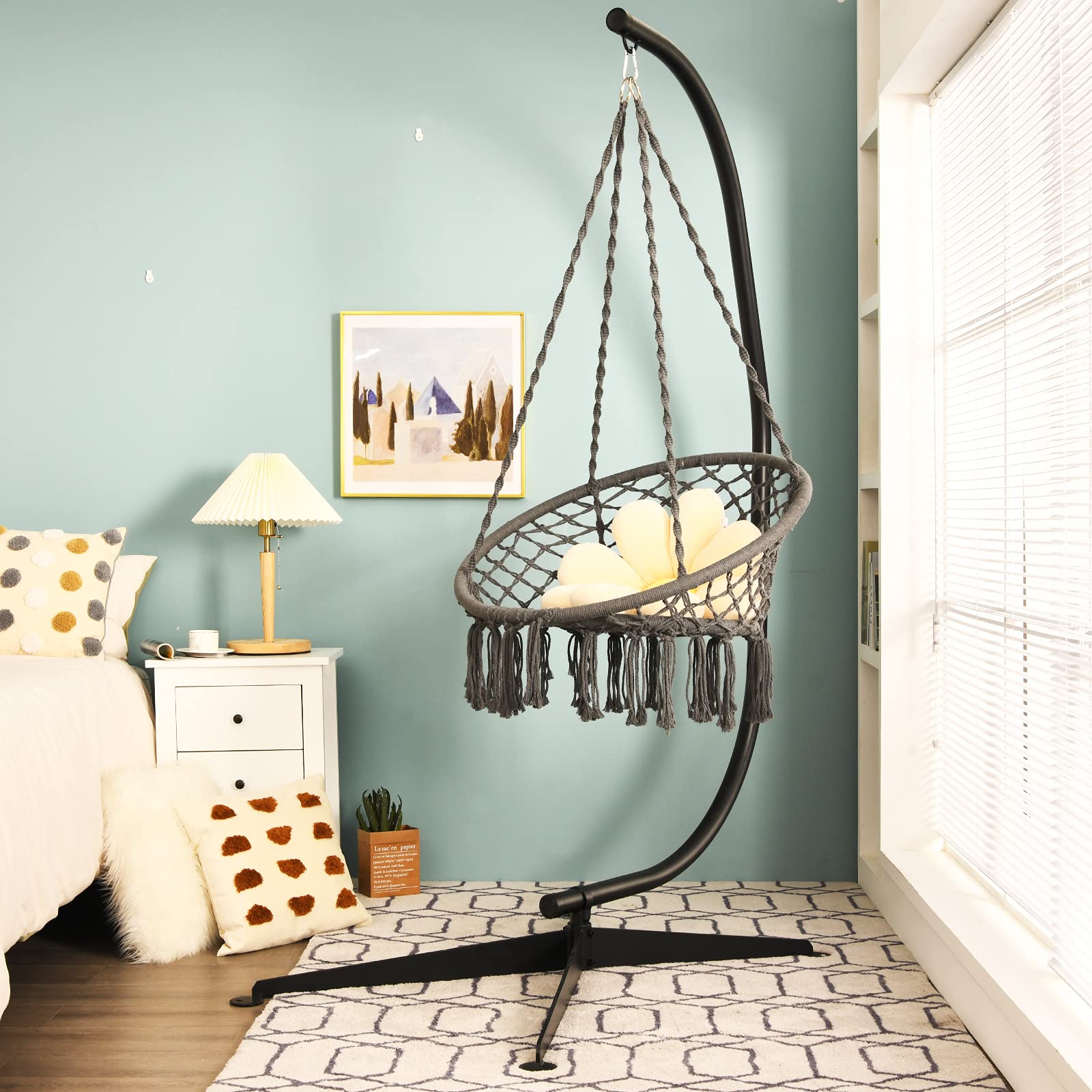 Giantex Heavy Duty Steel Hammock Chair Stand - 360° Rotating C-Stand for Hanging Swing Chairs | 2