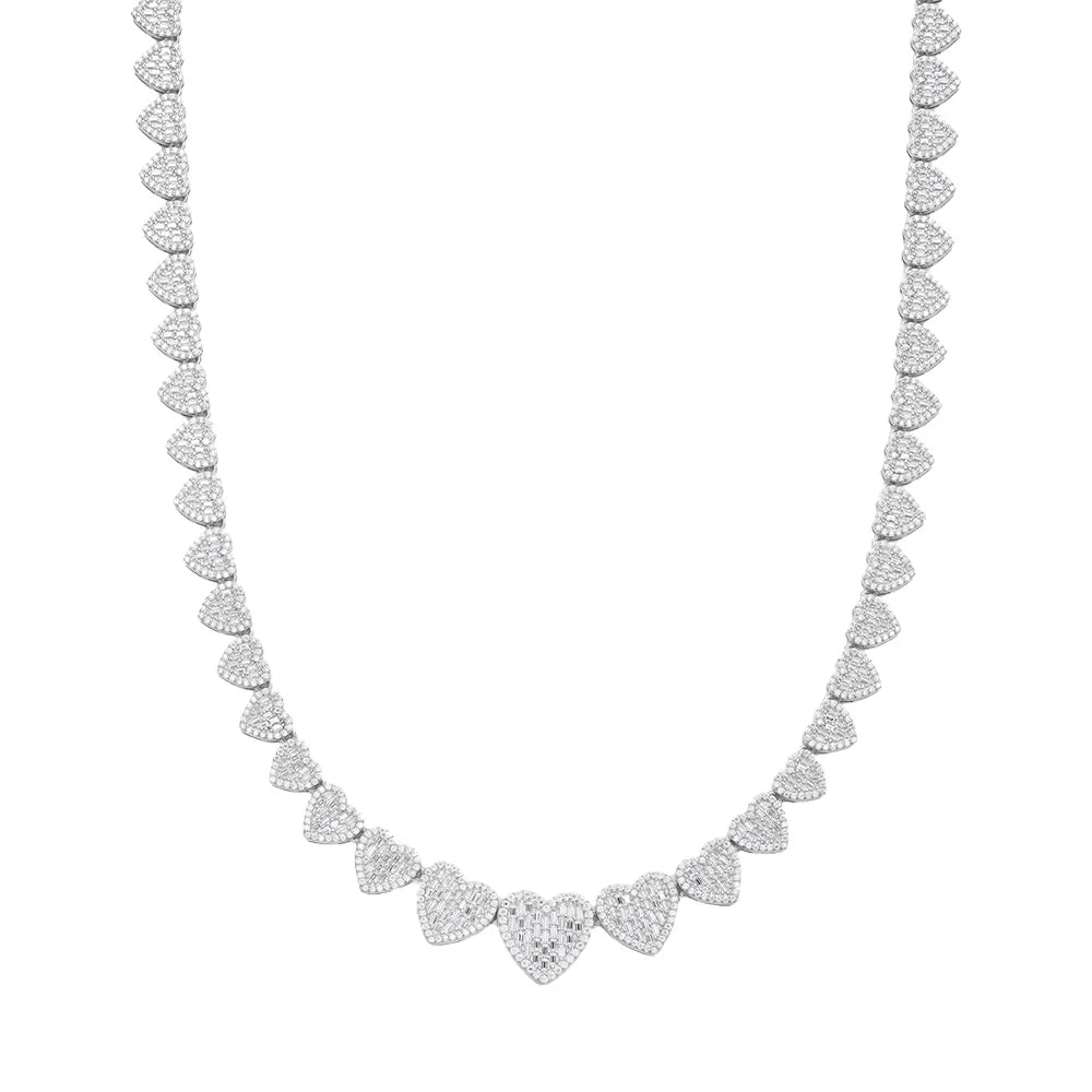 Women's Heart Love Necklace - 925 Sterling Silver Moissanite Pendant with Chain - Perfect for Valentine's Day, Anniversary, Birthday Gifts & Romantic Occasions