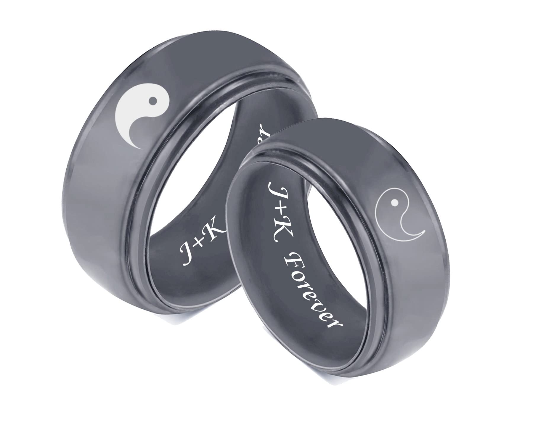 2Pcs Personalized Silicone Couple Rings - 8MM Breathable Rubber Wedding Bands with Step Edge Design for Him & Her - Comfort Fit Promise & Engagement Rings - Ideal Gift for Husband Wife Anniversary Birthday (7 Colors) - Perfect for Outdoor Activities, Gym Workouts & Daily Wear