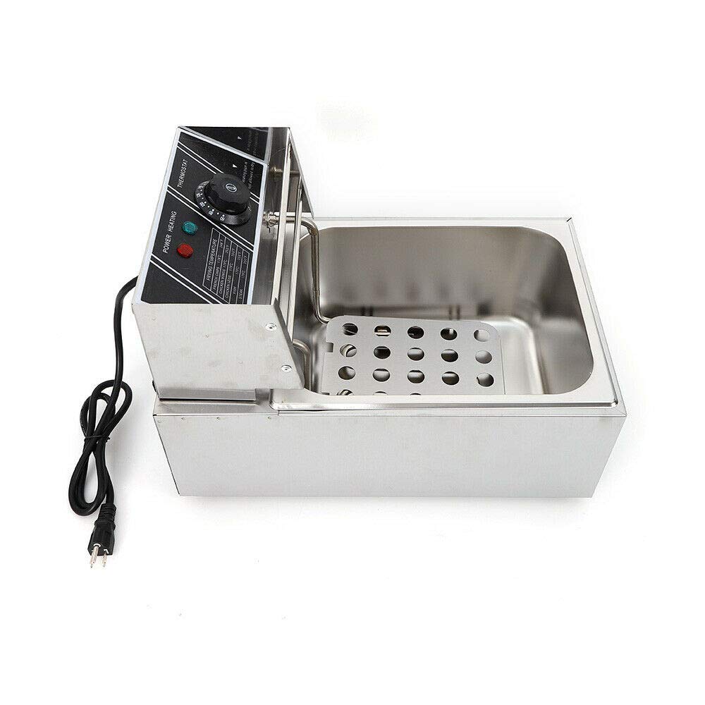 Commercial Deep Fryer 6L 1700W Stainless Steel Electric Countertop Fryer - Perfect for Restaurants, Food Trucks & Home Kitchen Use