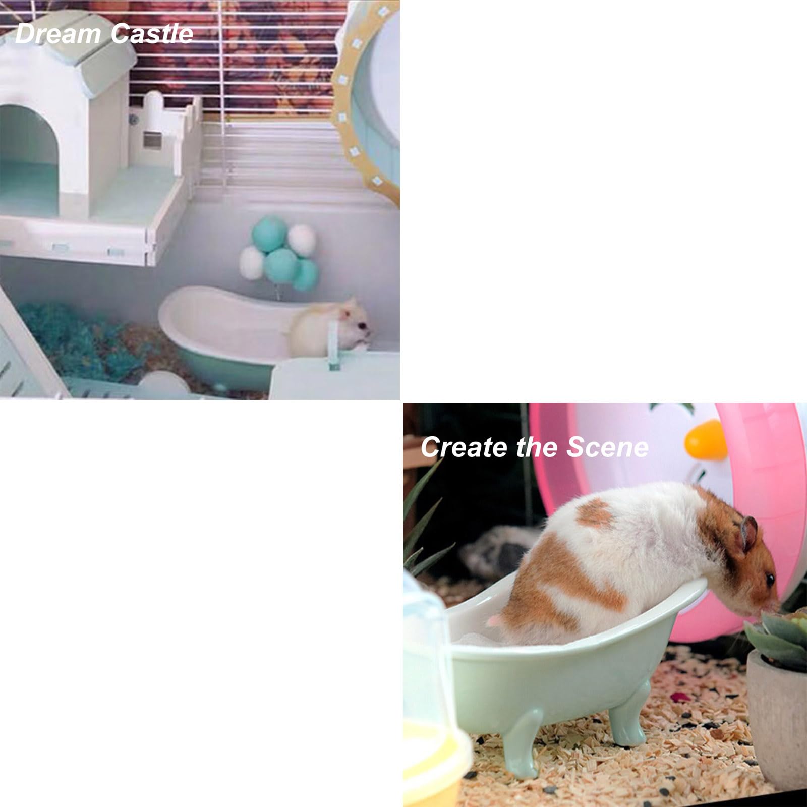 Ceramic Small Animal Bathing Sand Tub - Hamster Sand Bath, Bird Bathroom & Cage Accessories for Guinea Pigs, Squirrels, Chinchillas | Relaxing Habitat House, Sleeping Pad & Food Bowl - Perfect for Cage Enrichment & Small Pet Grooming