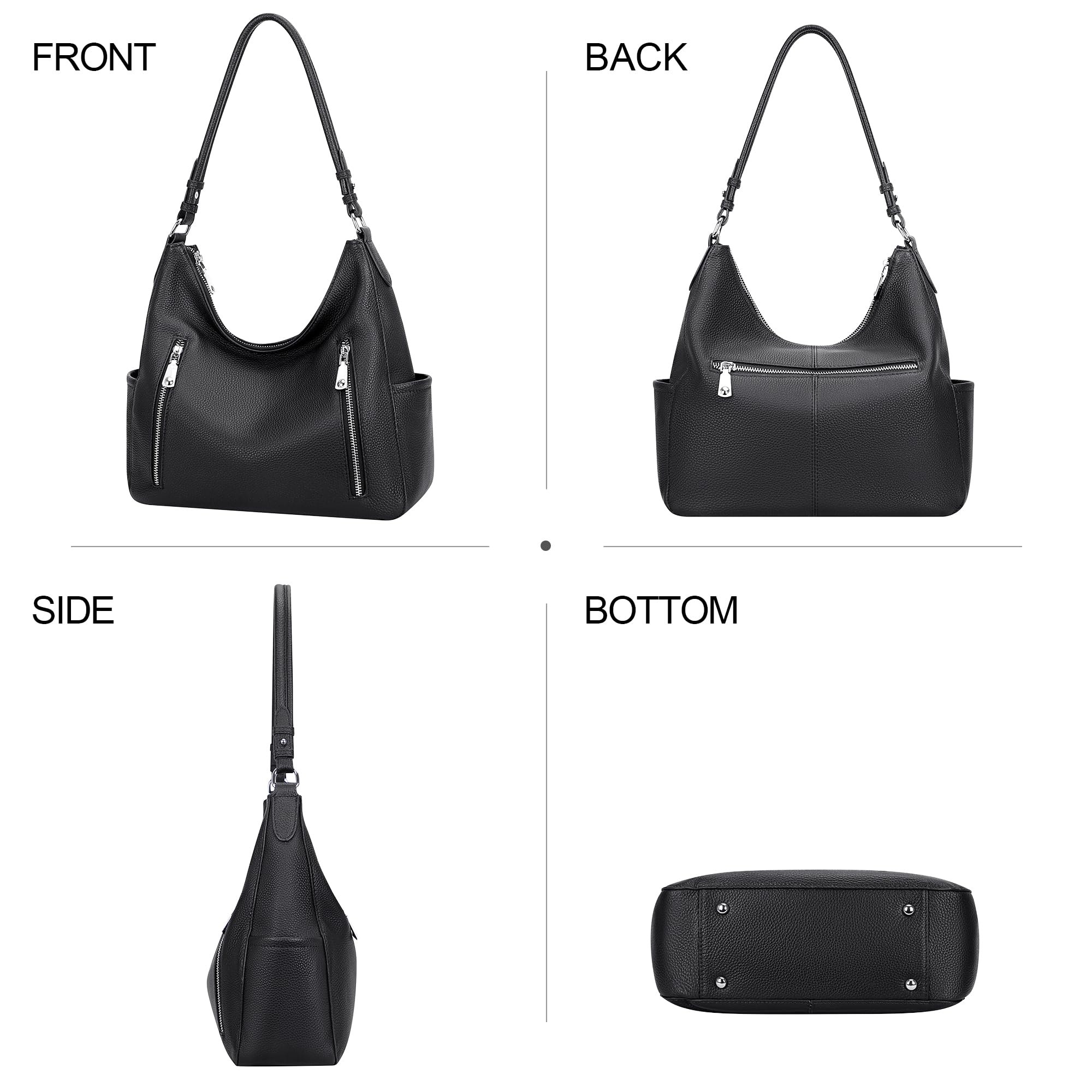 Genuine Leather Hobo Shoulder Bag for Women - Stylish Crossbody Purse & Handbag - Medium Size - Perfect for Work, Travel & Everyday Use