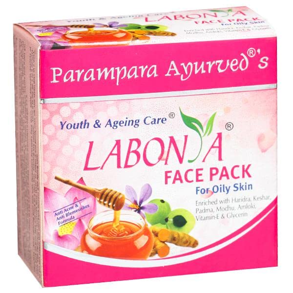 Parampara Ayurved Labonya Face Pack with Amla & Honey - Clay Mask for Oily Skin, Acne & Pimple Treatment | Oil Control, Skin Tightening & Brightening | Hydrating & Rejuvenating Natural Face Mask (100g) | Perfect for Daily Skincare & Spa Treatments