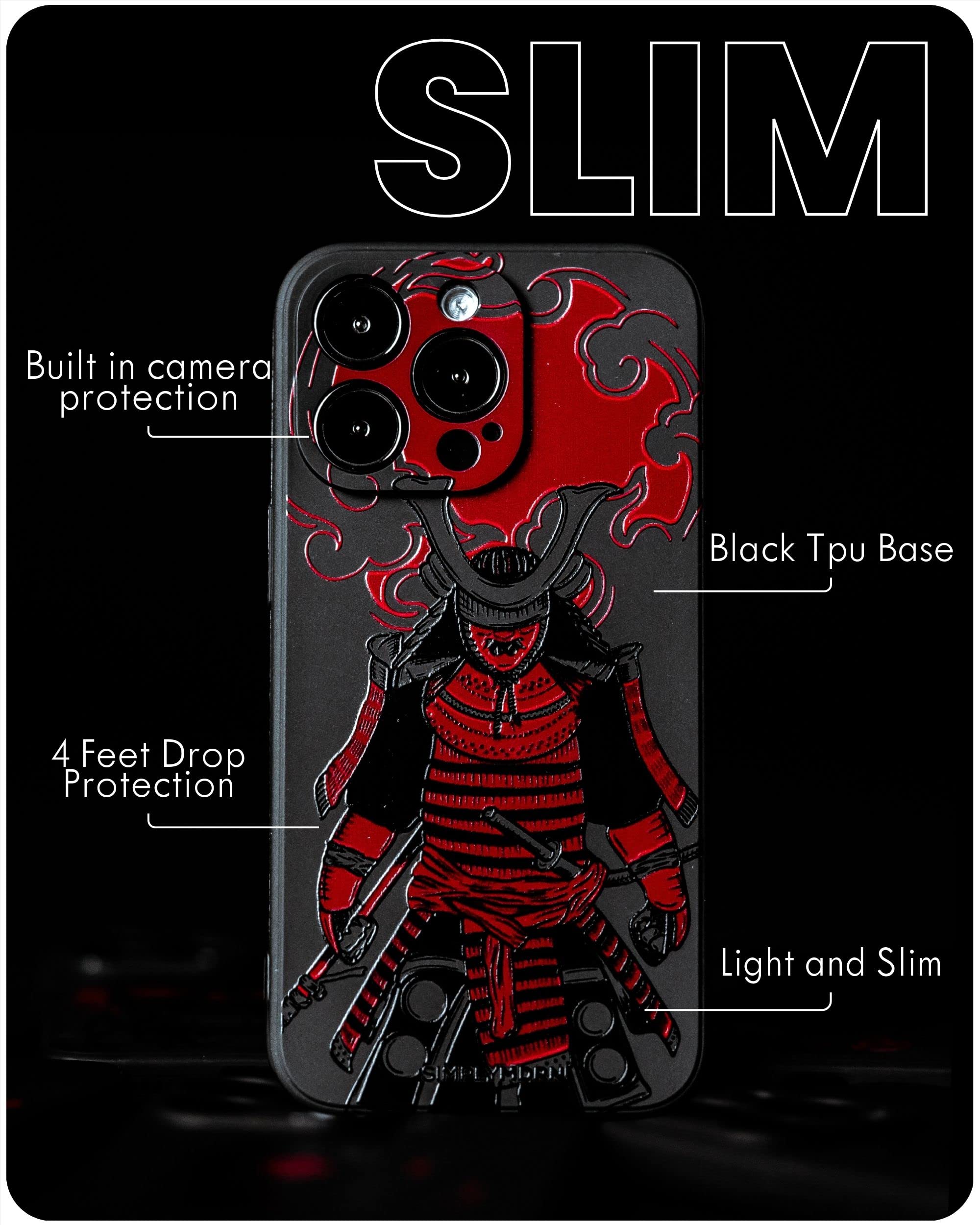 Slim iPhone 12 Pro Max Case - Warrior Design Fighter Assassin Phone Cover - Ultra Thin Flexible Protective Case for Men (Sinister Black) - Perfect for Daily Use, Gaming & Outdoor Activities